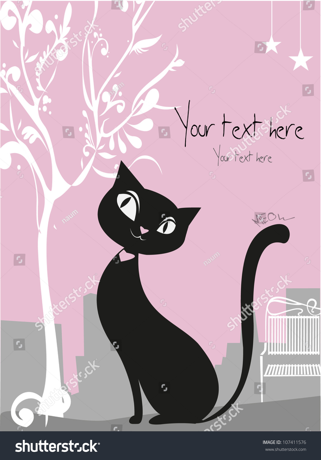 Vector Black Cat Stock Vector (Royalty Free) 107411576 - Shutterstock