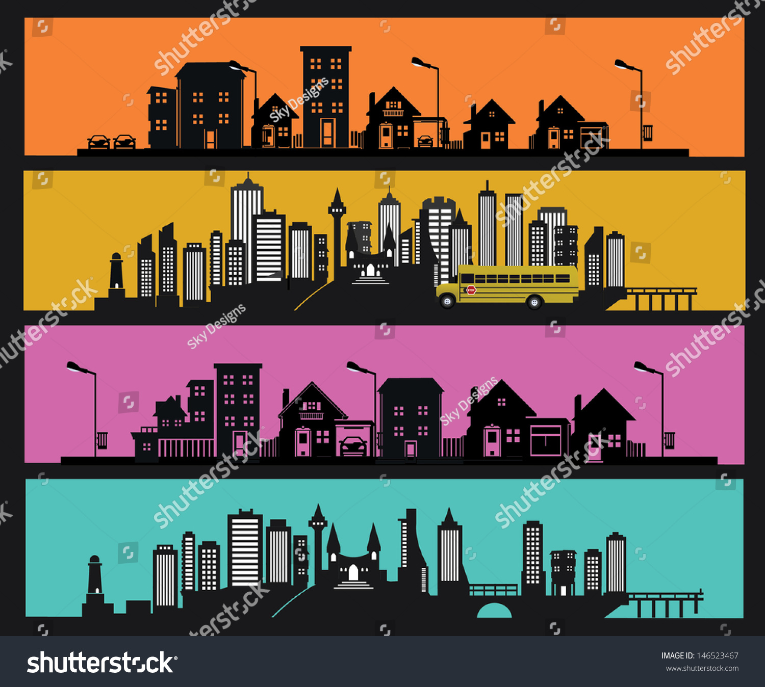 Vector Black City Icons Set - 146523467 : Shutterstock