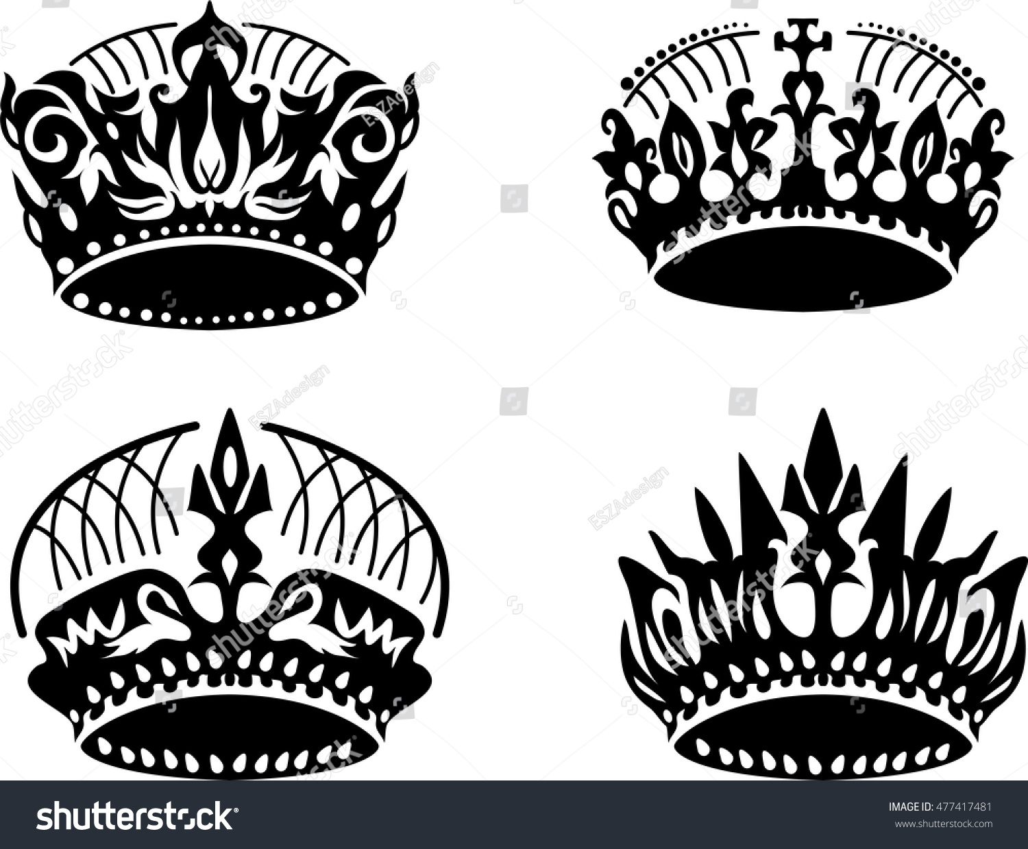 Vector Black Crown Icons Set On Stock Vector 477417481 - Shutterstock