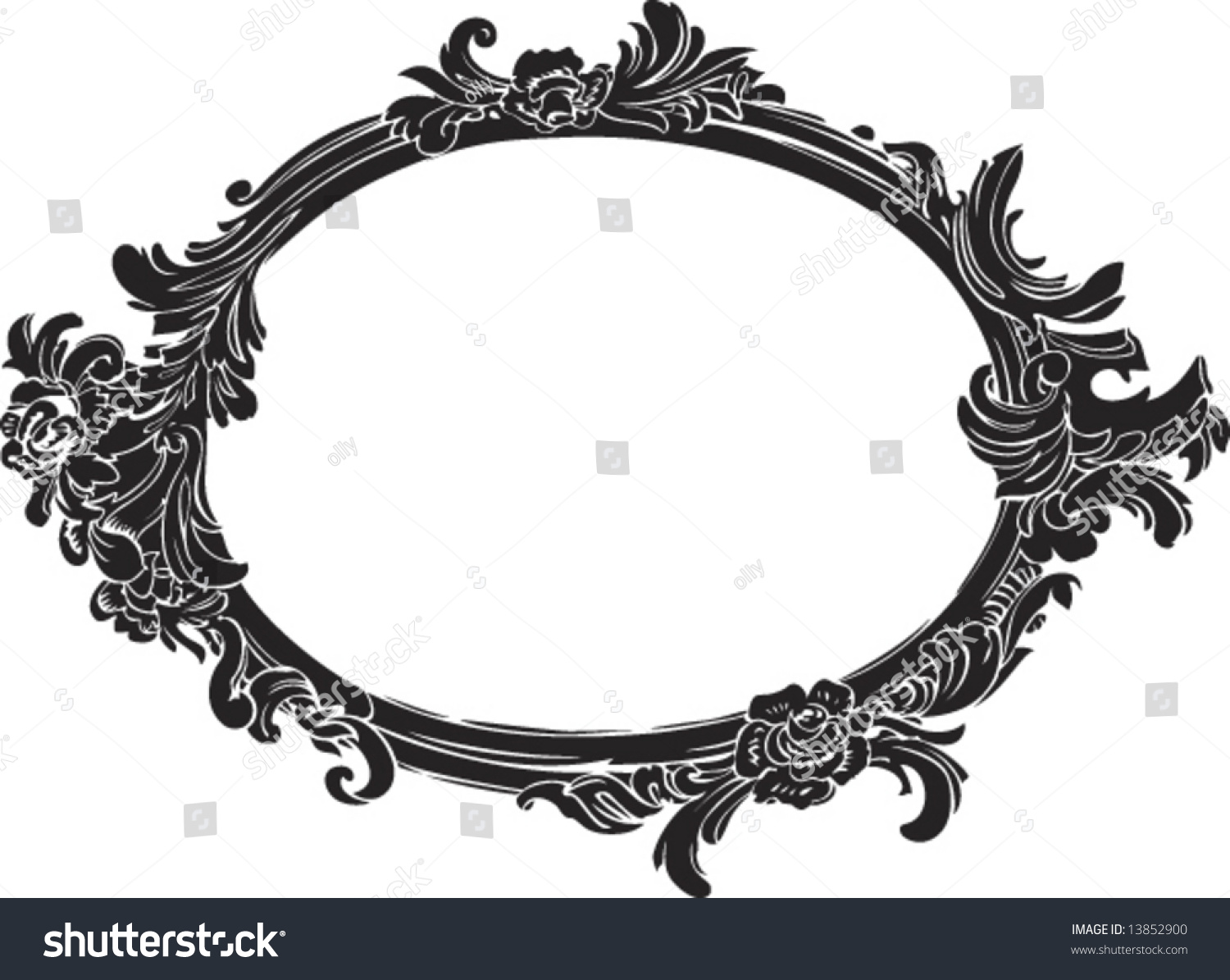 Vector Black Decorative Oval Frame Stock Vector 13852900 - Shutterstock