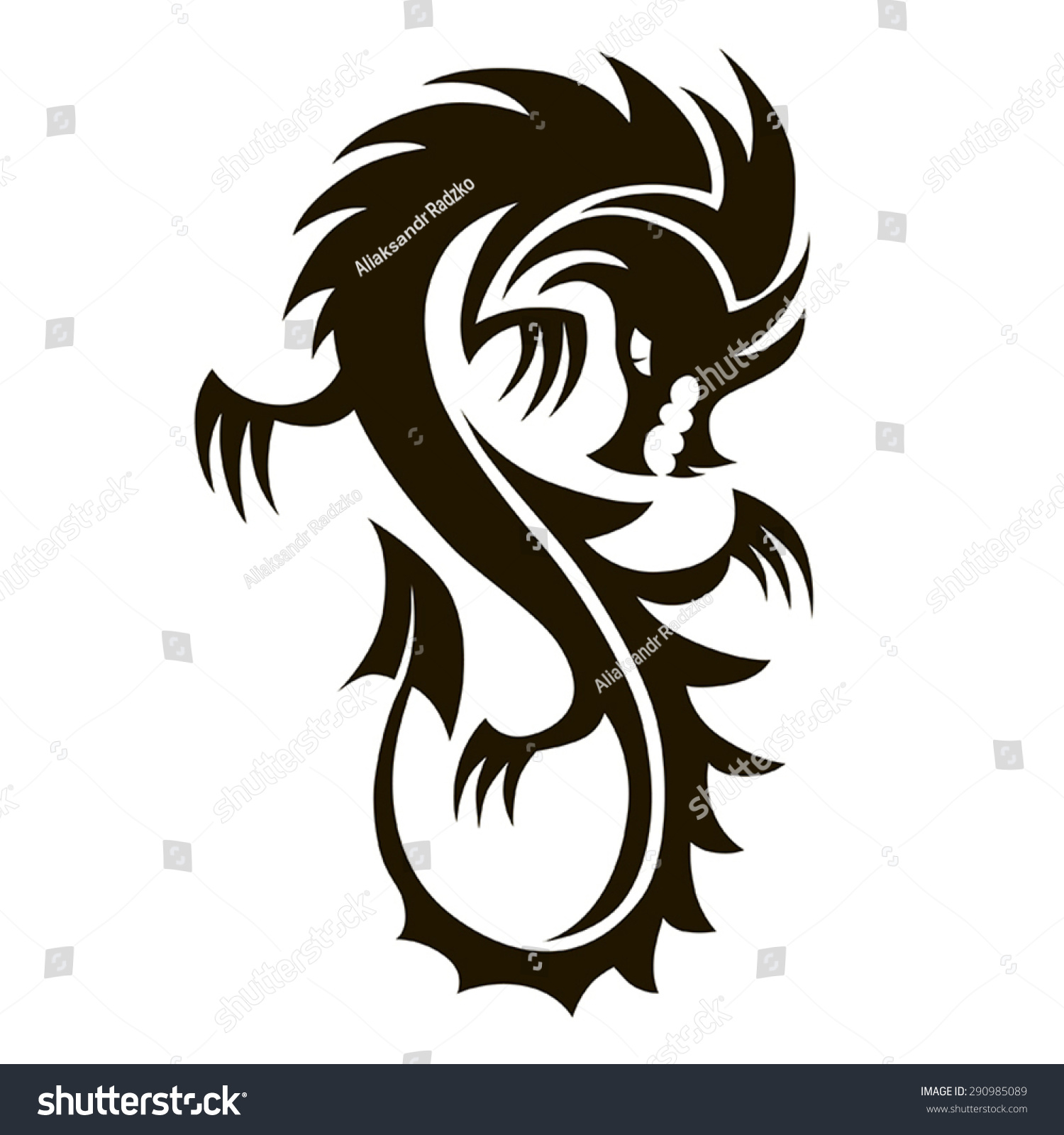 Vector Black Dragon On A White Background - 290985089 : Shutterstock