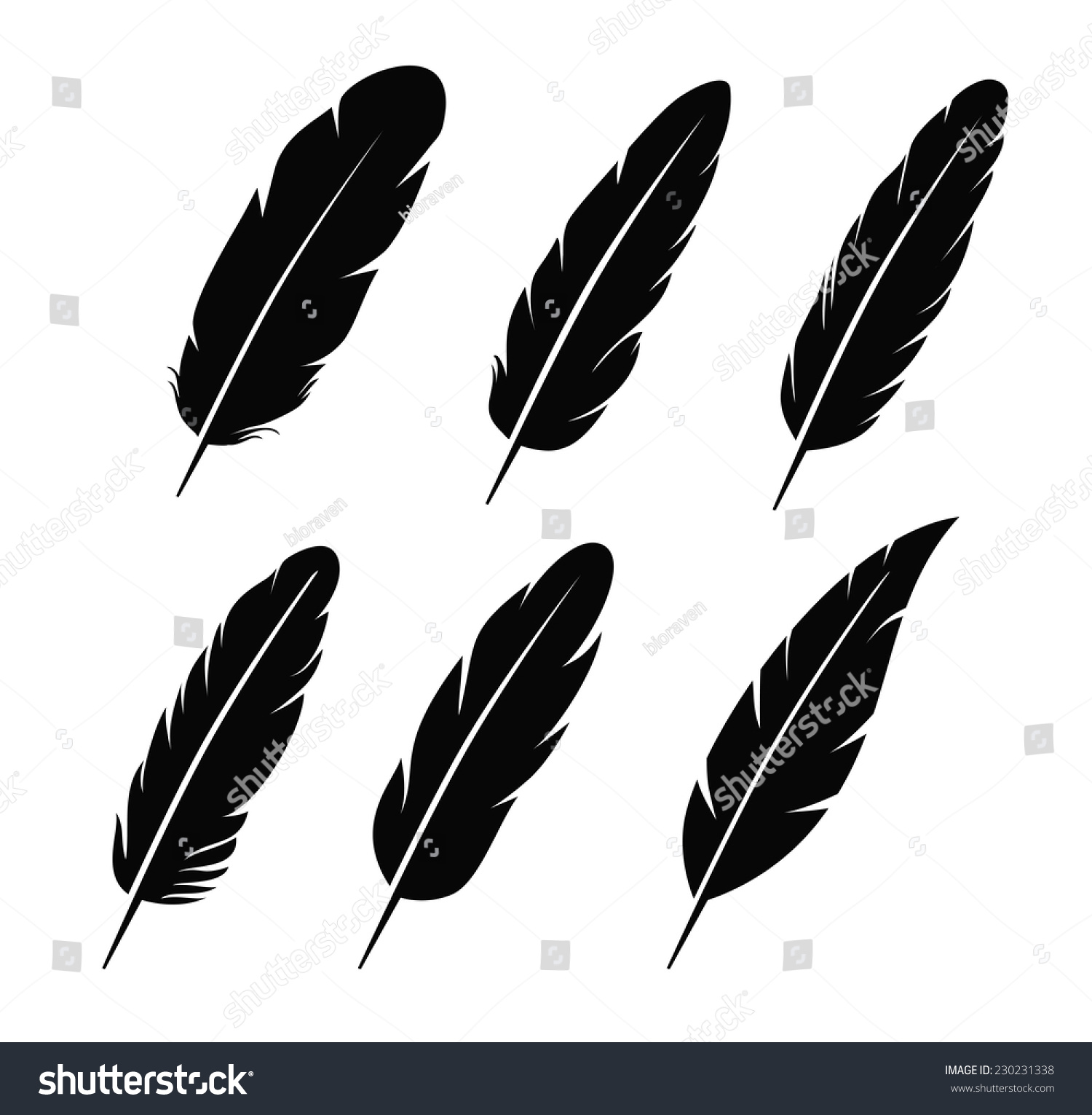 Vector Black Feather Icon On White Stock Vector 230231338 - Shutterstock