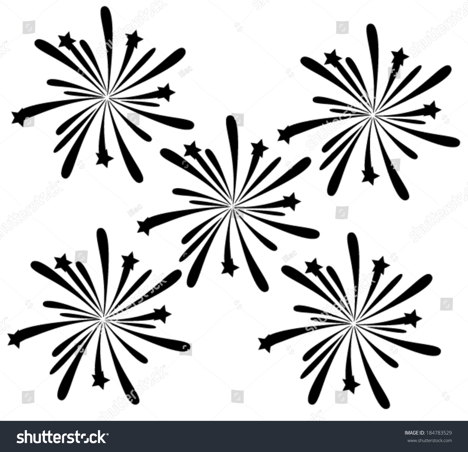 Vector Black Fireworks Stock Vector 184783529 - Shutterstock