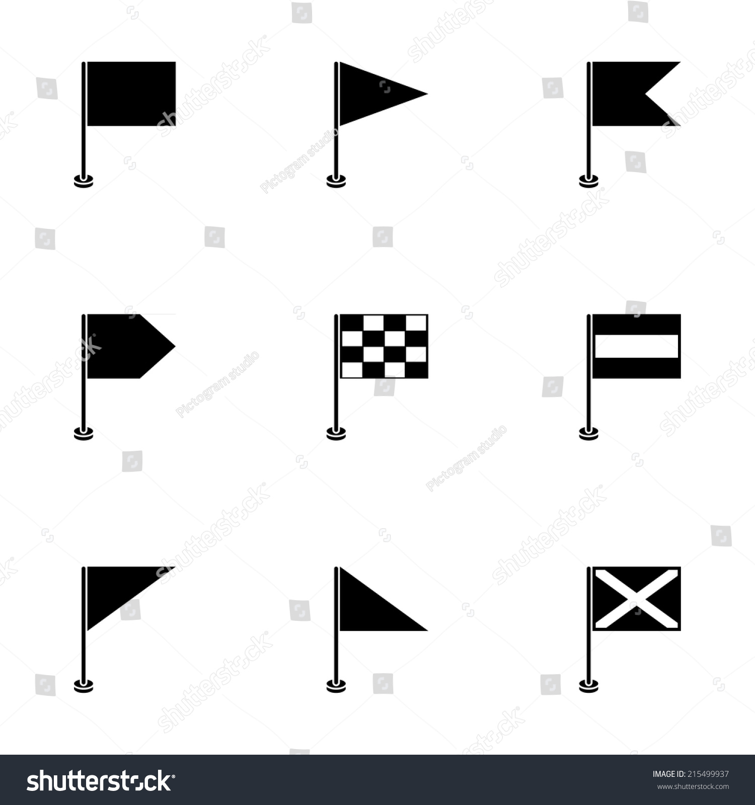 Vector Black Flags Icons Set On White Background - 215499937 : Shutterstock