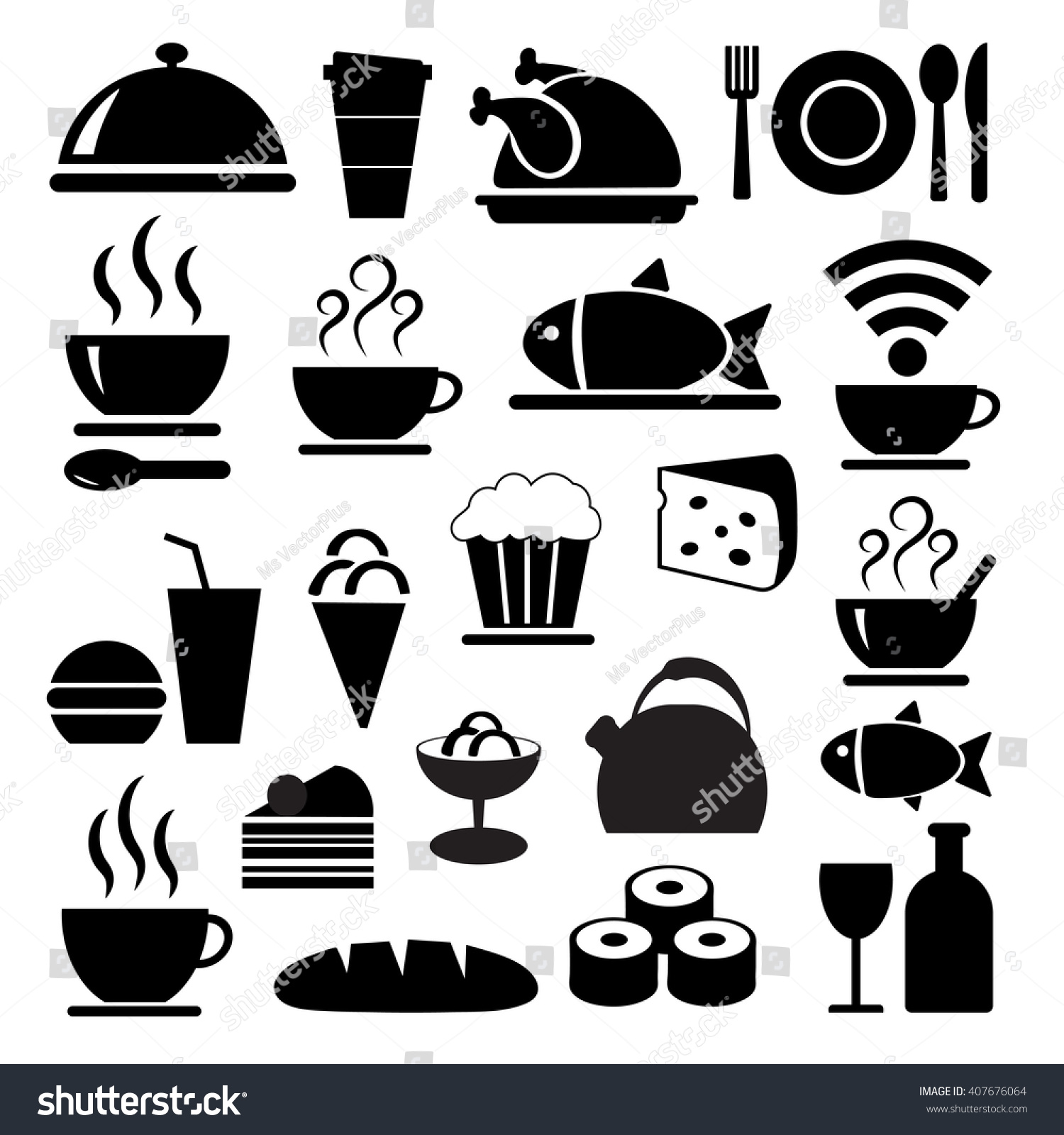 Vector Black Food Icons Set - 407676064 : Shutterstock