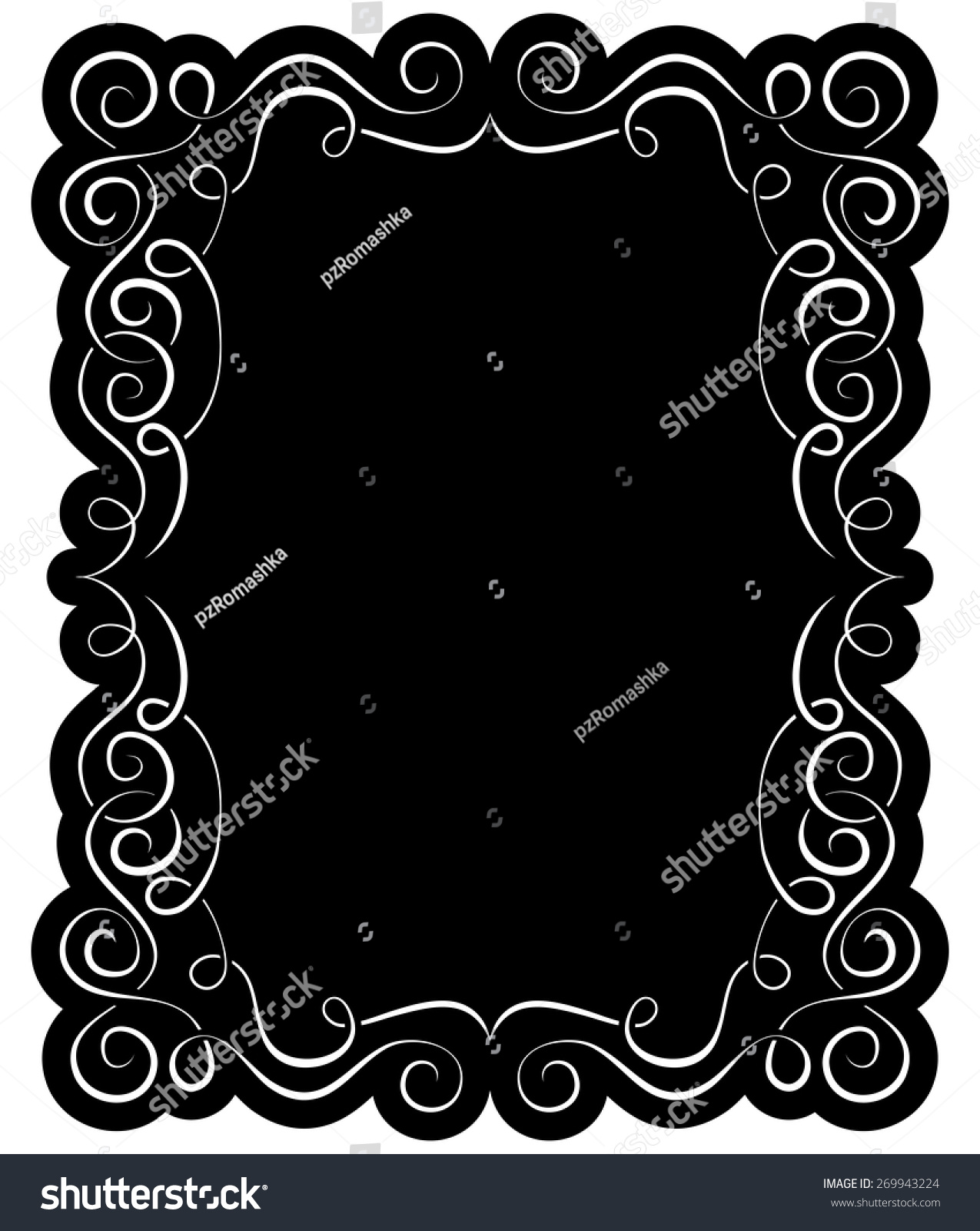 Vector Black Frame Elegant White Border Stock Vector 269943224