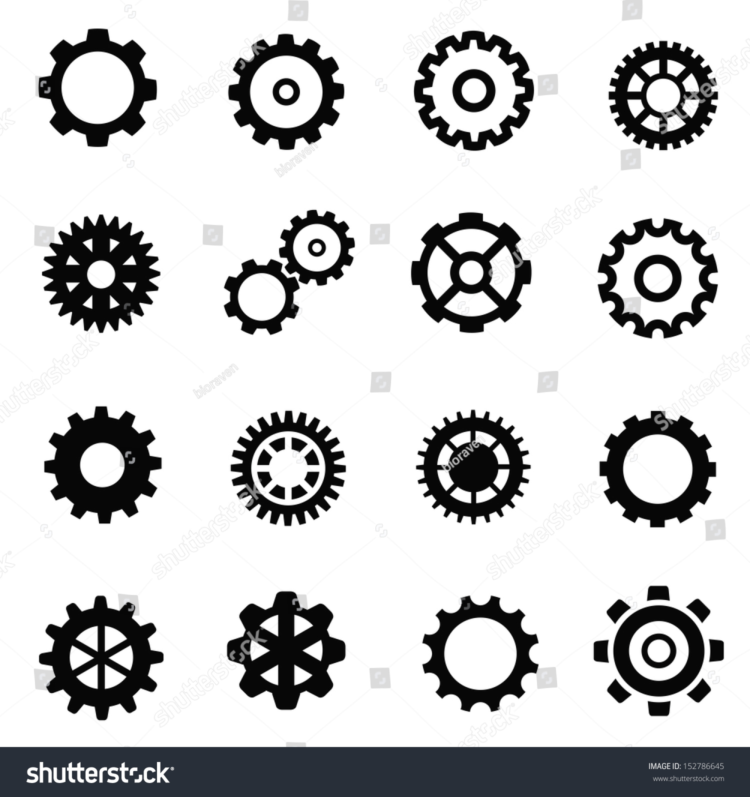 Vector Black Gearwheel Mechanism Icon Set On White - 152786645 ...