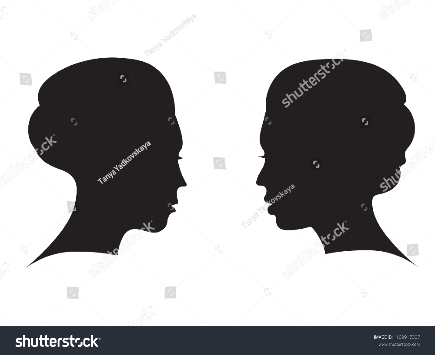 Vector Black Illustration Young Old Woman Stock Vector (Royalty Free ...