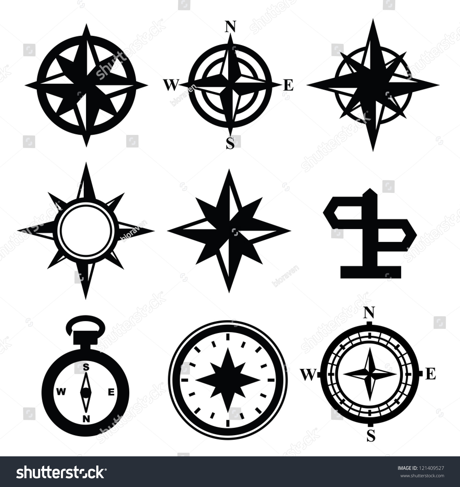 Vector Black Navigation Icon Set On Stock Vector 121409527 - Shutterstock