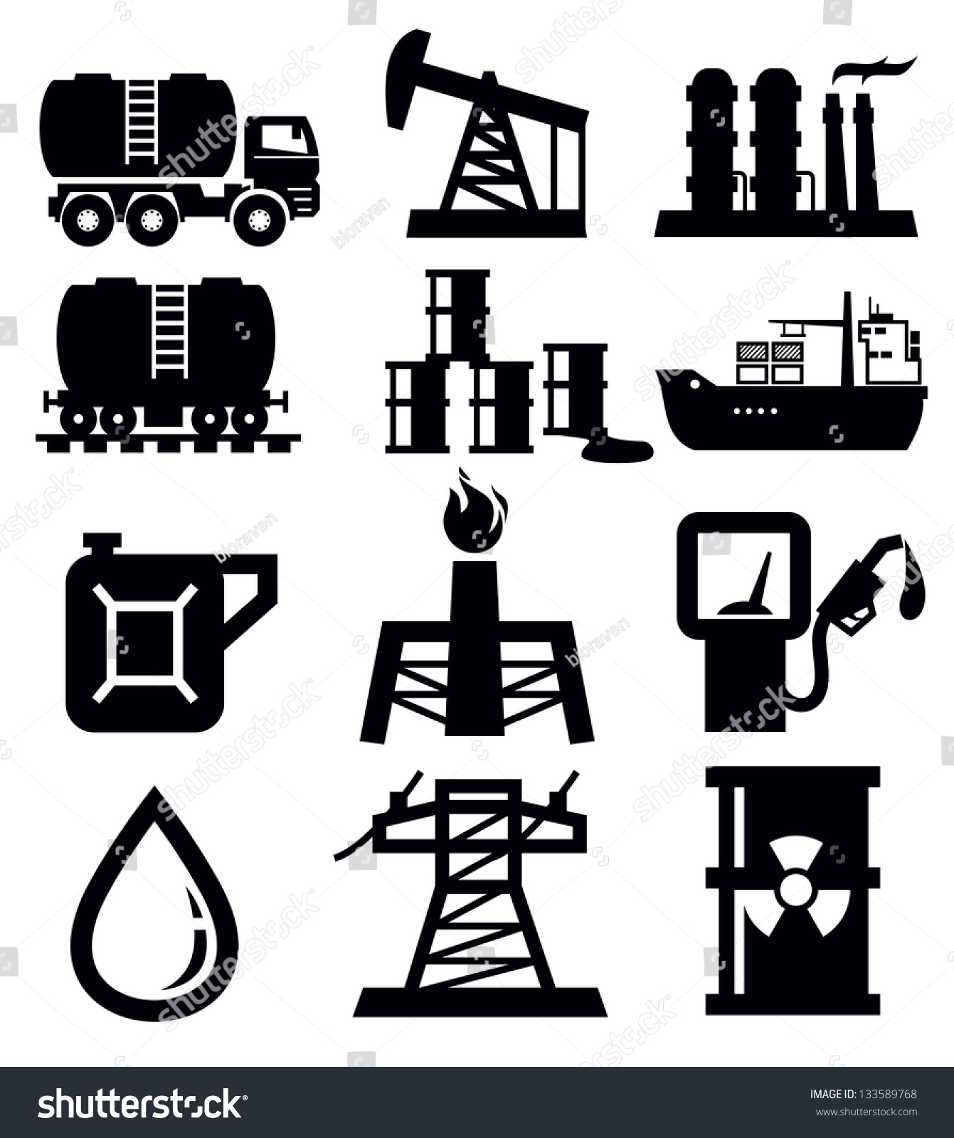 Vector Black Oil Icons Set On White - 133589768 : Shutterstock