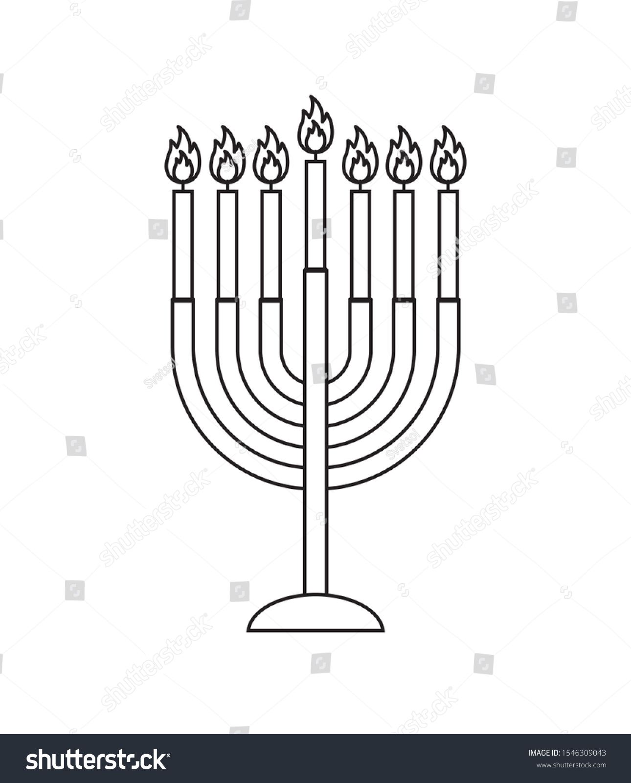 Vector Black Outline Hanukah Candles Isolated Stock Vector (Royalty ...