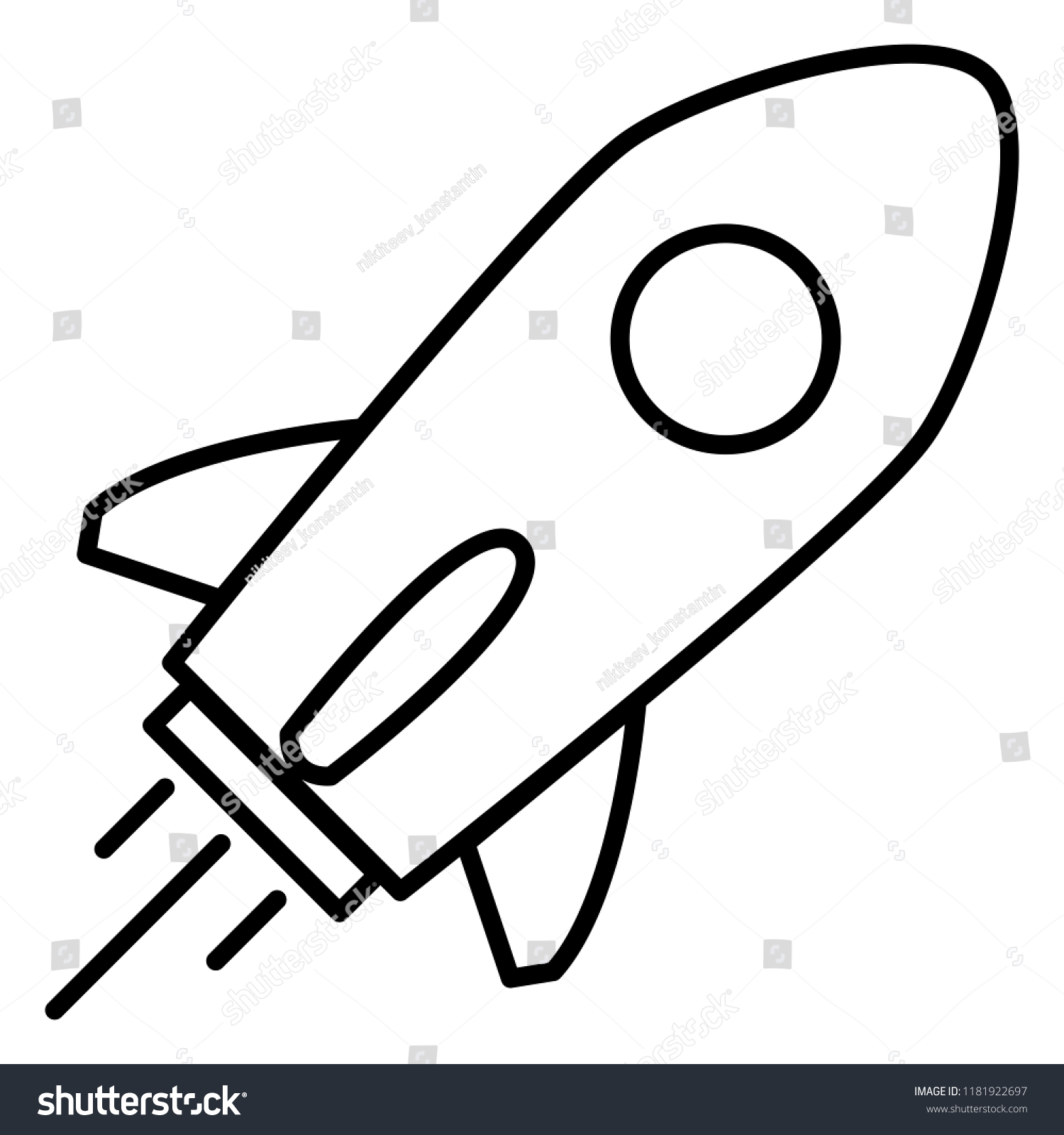 Vector Black Outline Icon Flying Space Stock Vector (Royalty Free ...