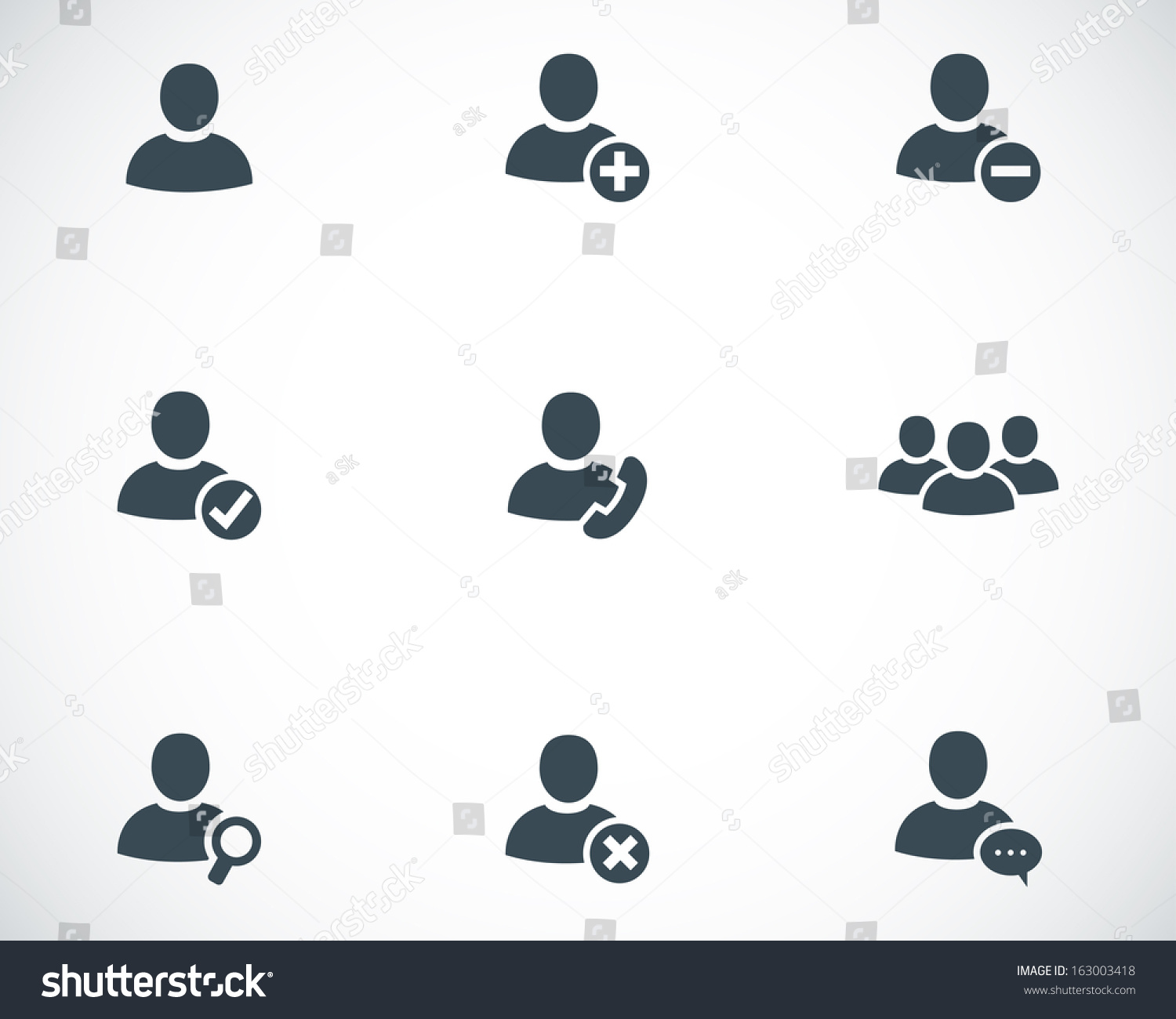 Vector Black People Icons Set Stock Vector (Royalty Free) 163003418