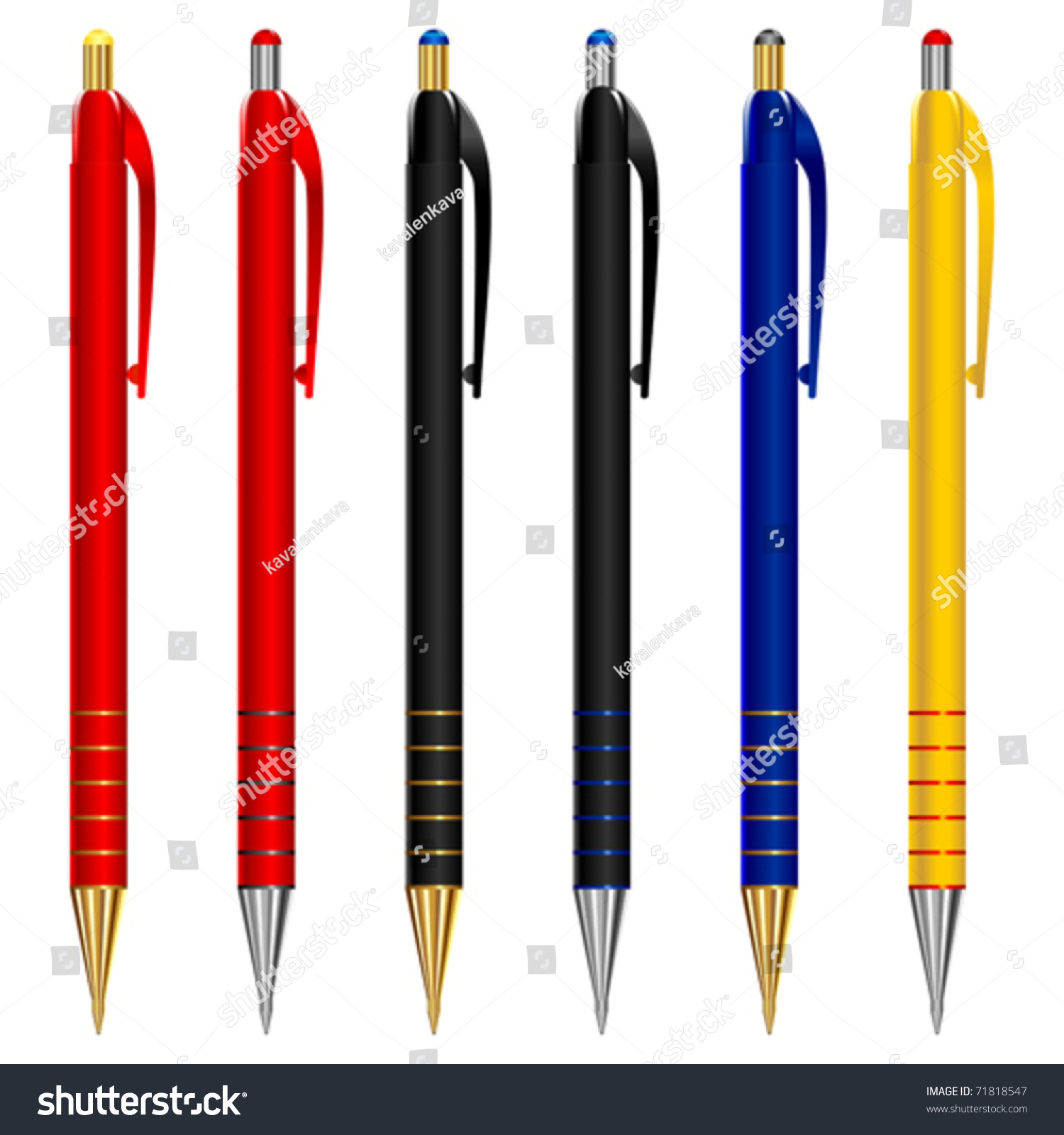 Vector Black Red Blue Yellow Pen Stock Vector (Royalty Free) 71818547 ...