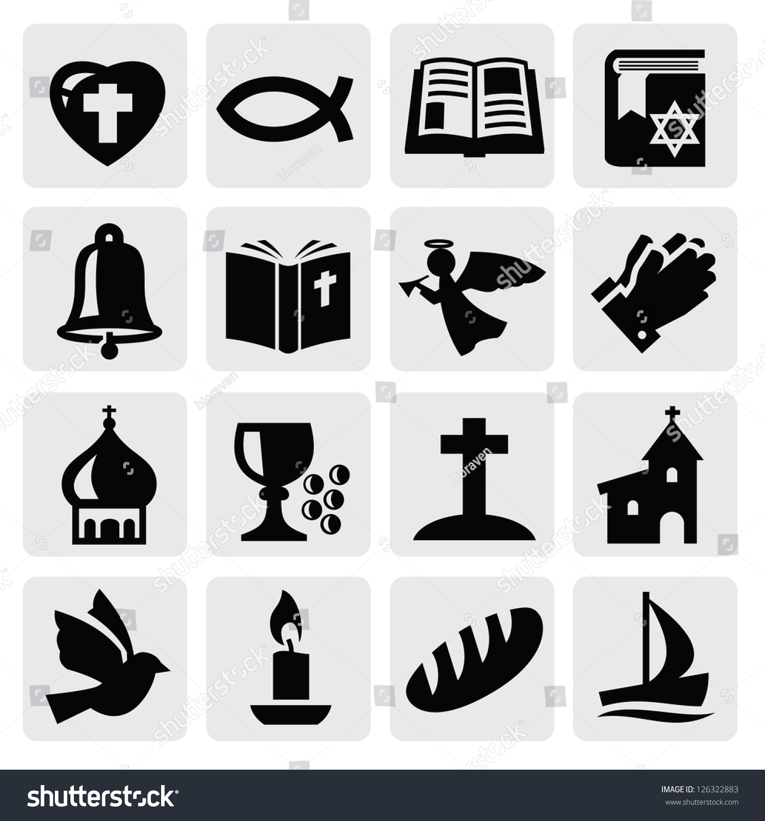 Vector Black Religion Icon Set On Stock Vector 126322883 - Shutterstock