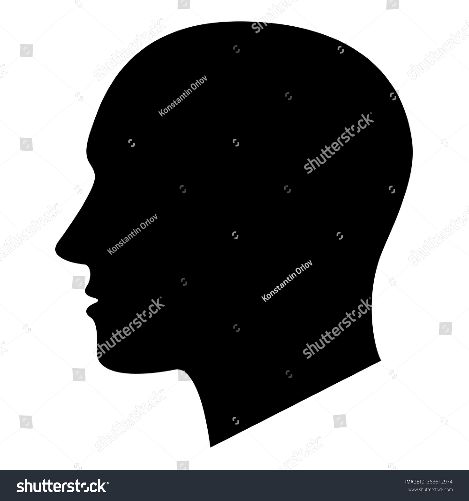 Vector Black Silhouette Male Head Stock Vector (Royalty Free) 363612974