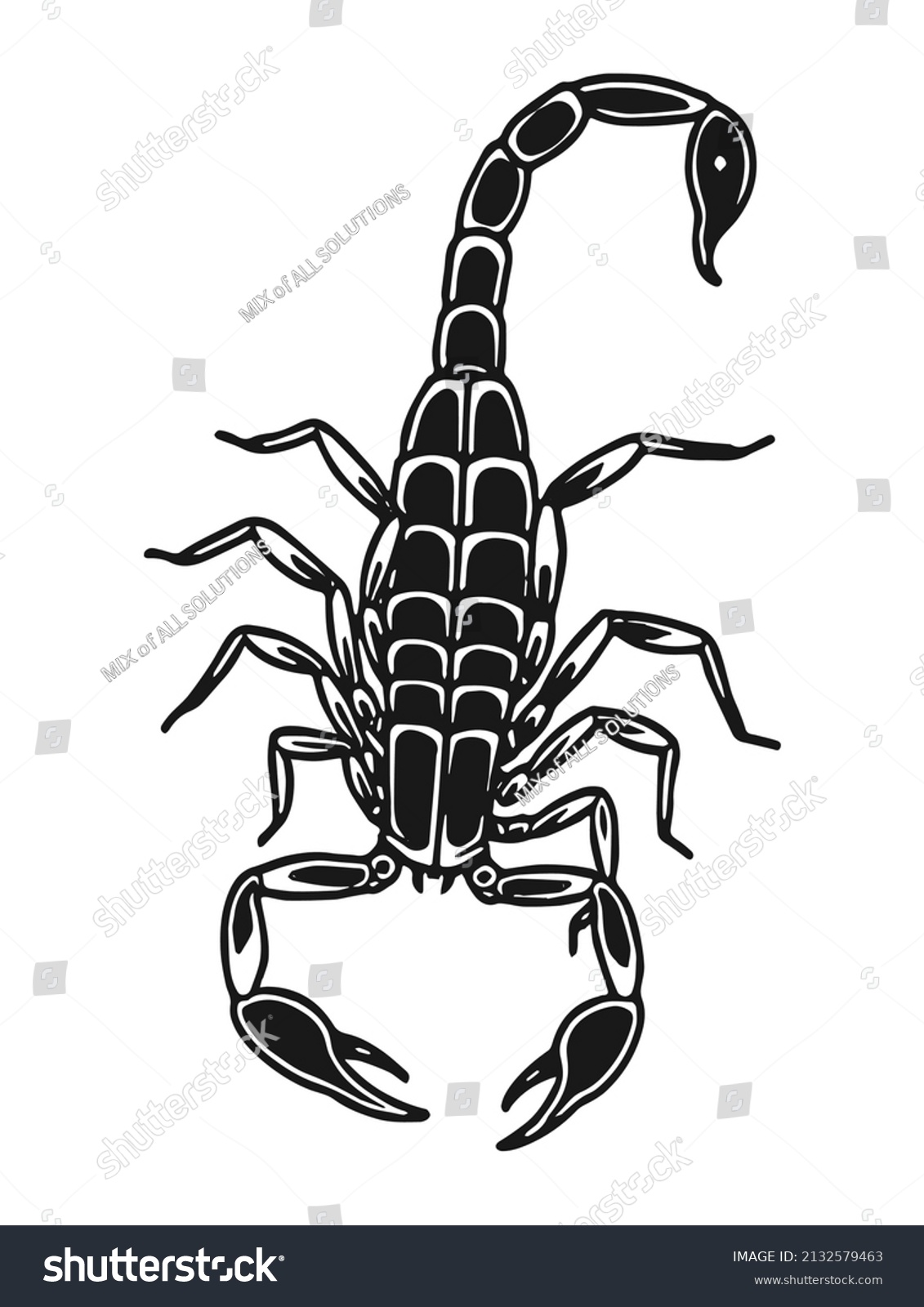 Vector Black Silhouette Scorpio Isolated On Stock Vector (Royalty Free ...