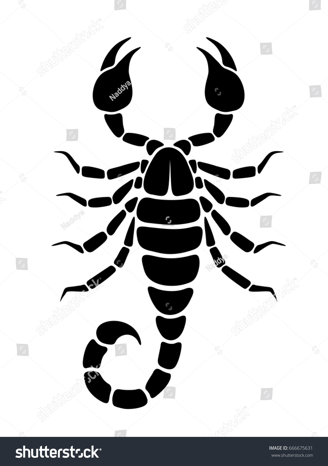 Vector Black Silhouette Scorpio Isolated On Stock Vector (Royalty Free ...