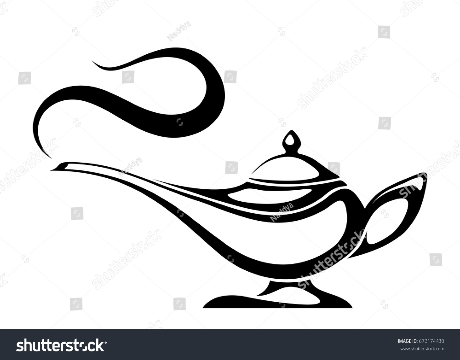 Vector Black Silhouette Arabic Genie Lamp Stock Vector Royalty Free