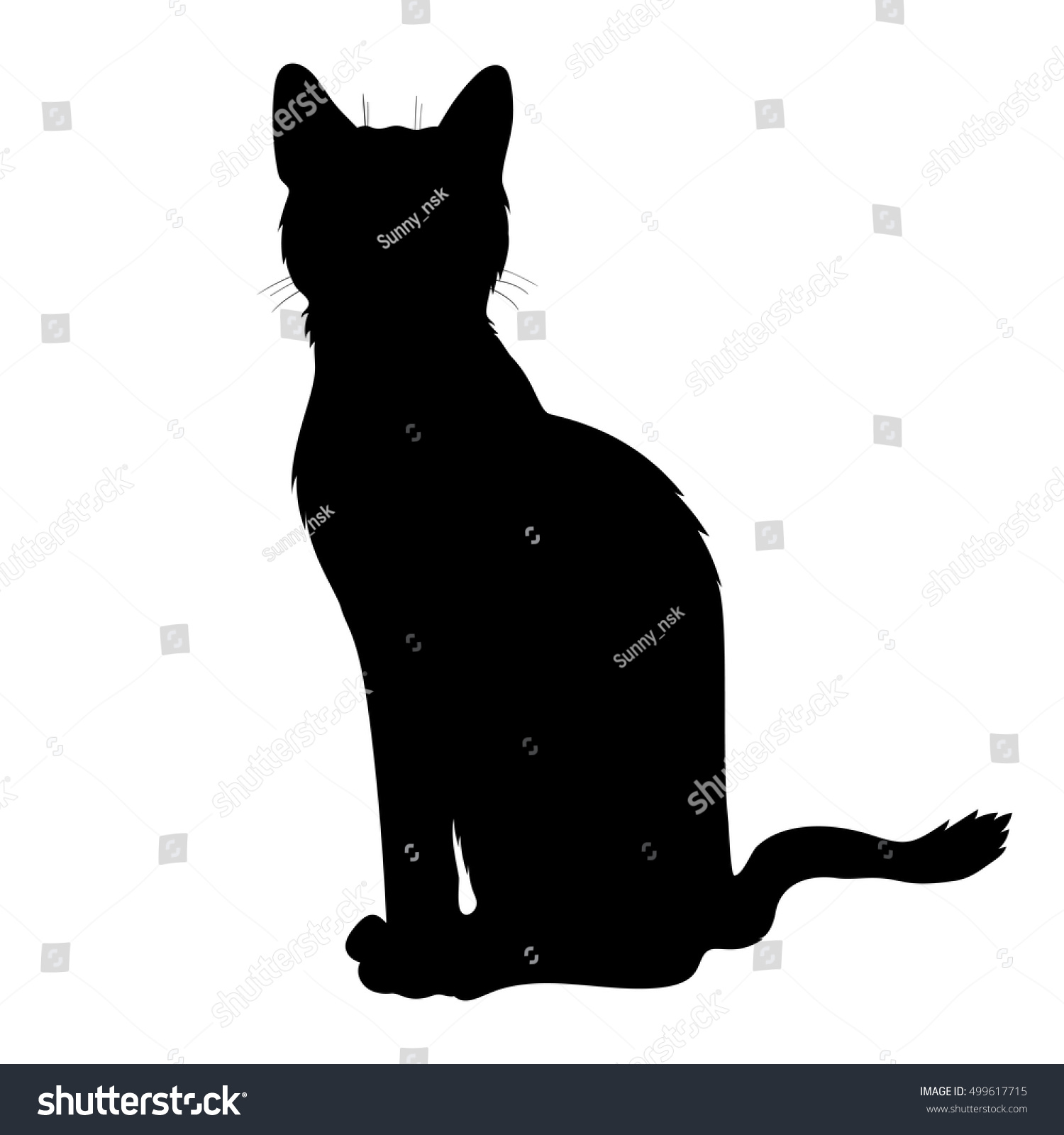 Vector Black Sit Cat Silhouette Stock Vector 499617715 - Shutterstock