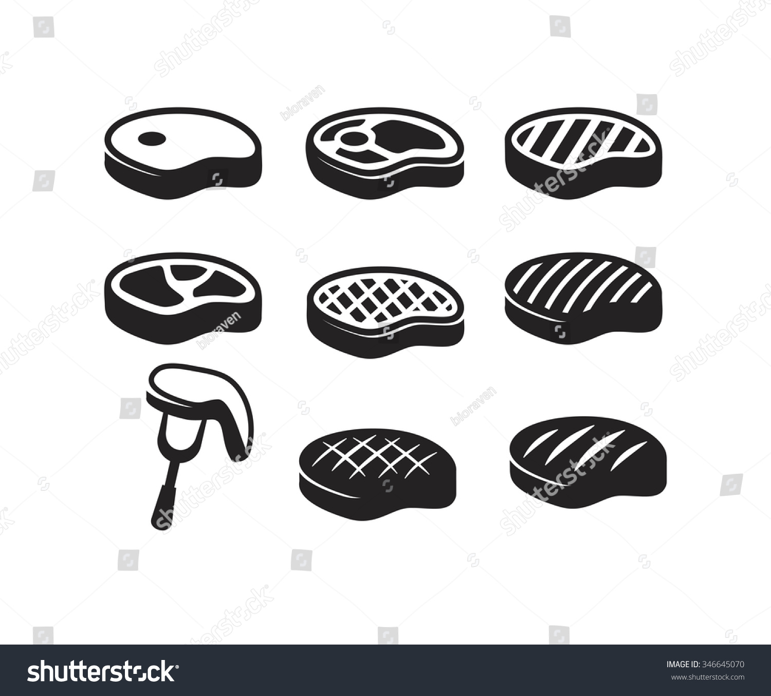 Vector Black Steak Icon On White 스톡 벡터 346645070 - Shutterstock