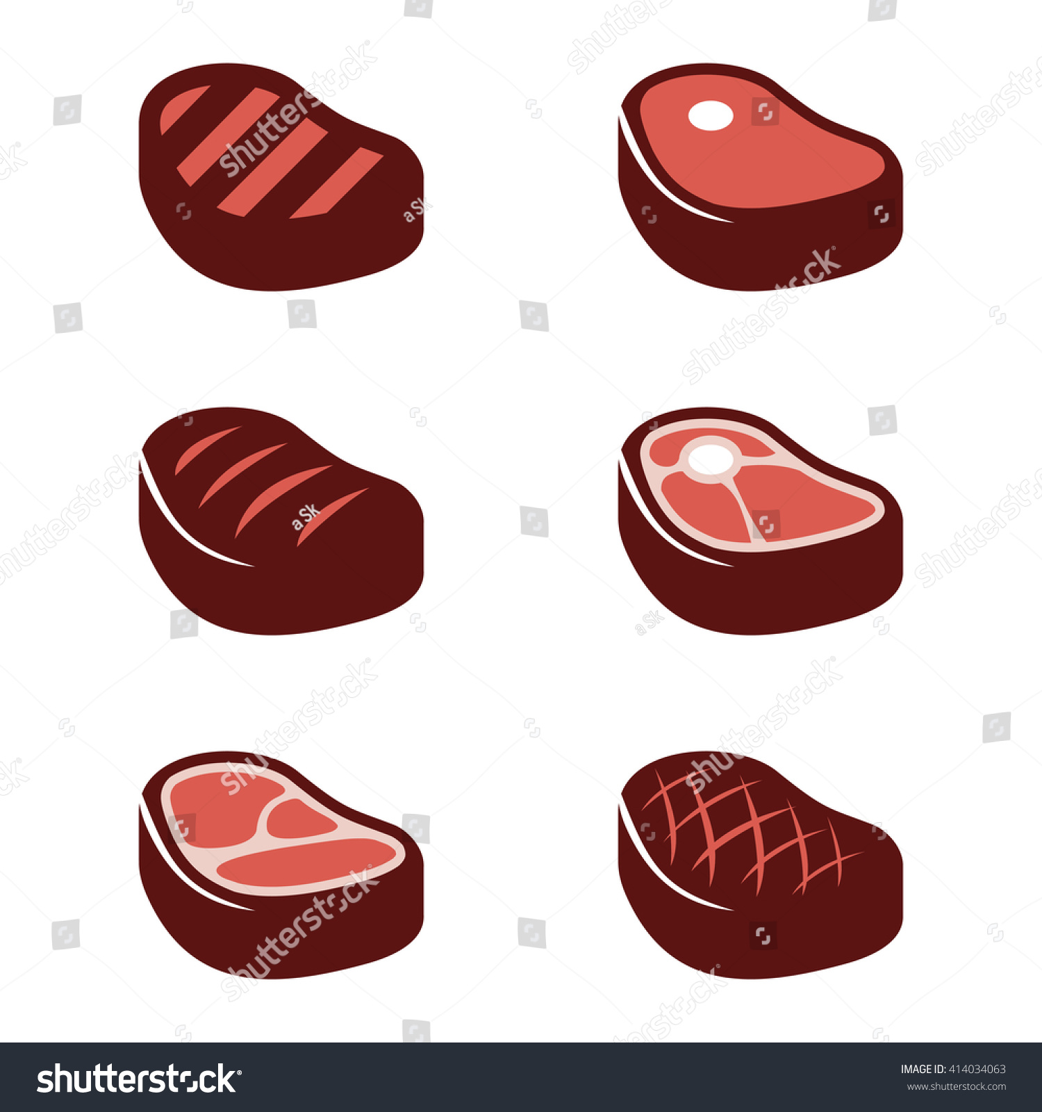 Vector Black Steak Icons Set Grilled Stock Vector 414034063 - Shutterstock