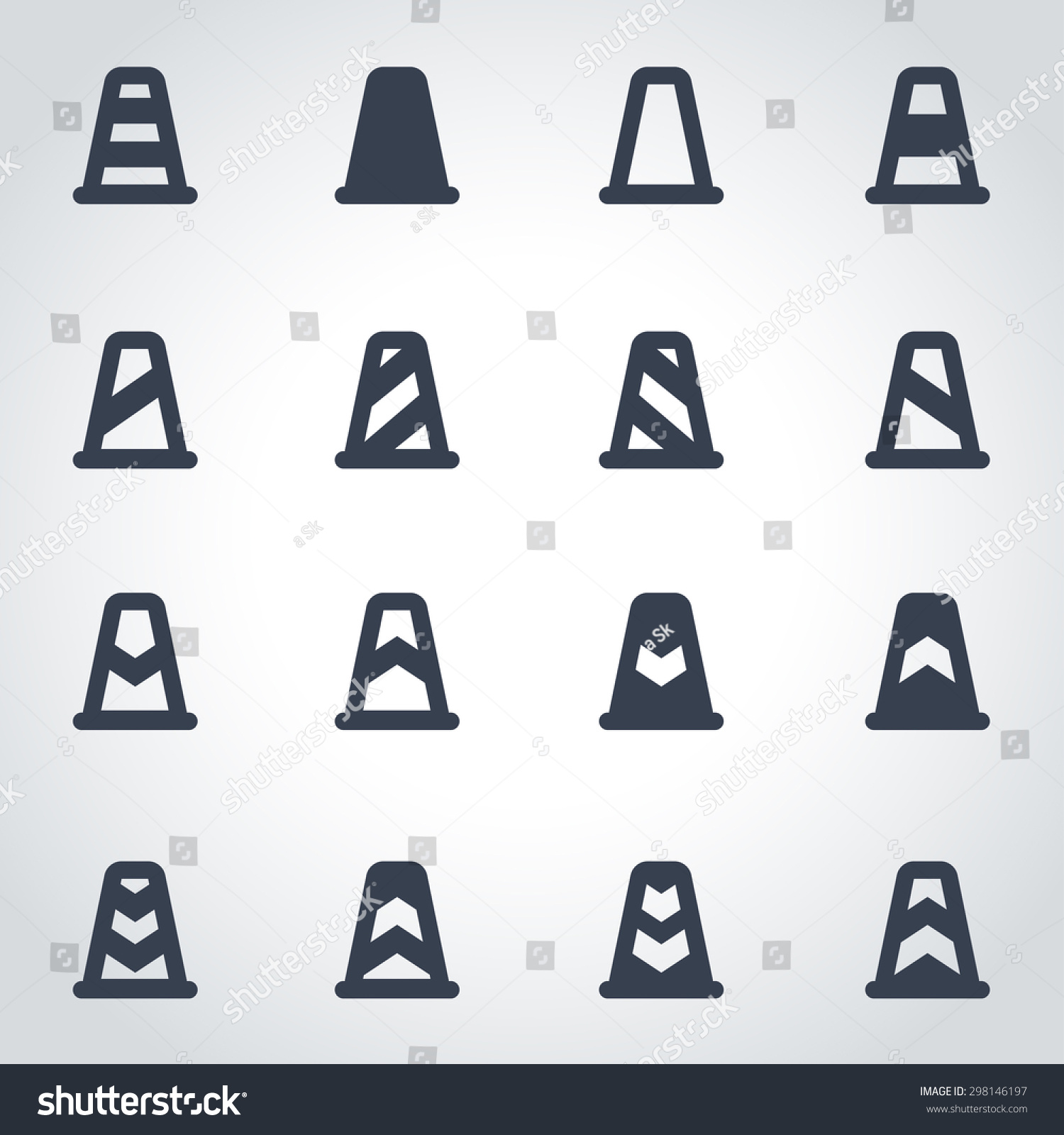 Vector Black Traffic Cone Icon Set Stock Vector Royalty Free 298146197 Shutterstock 3455