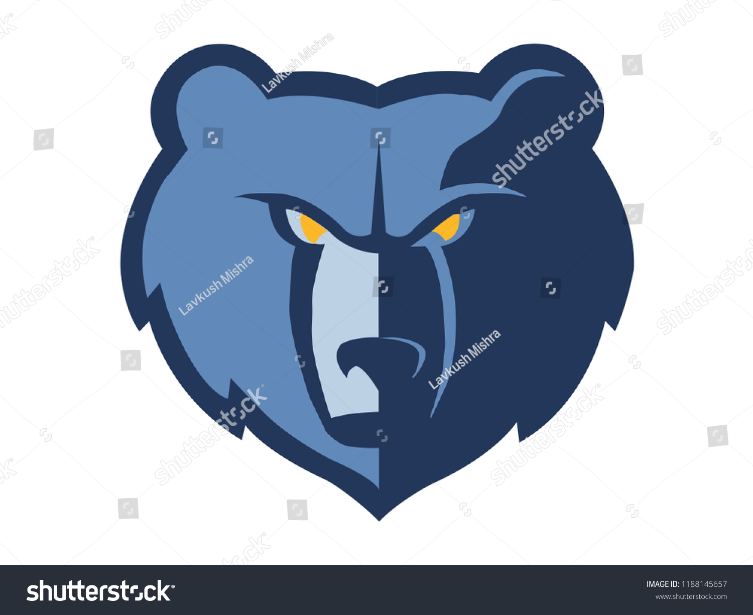 Vector Blue Yellow Bear Face Illustration Stock Vector (Royalty Free ...