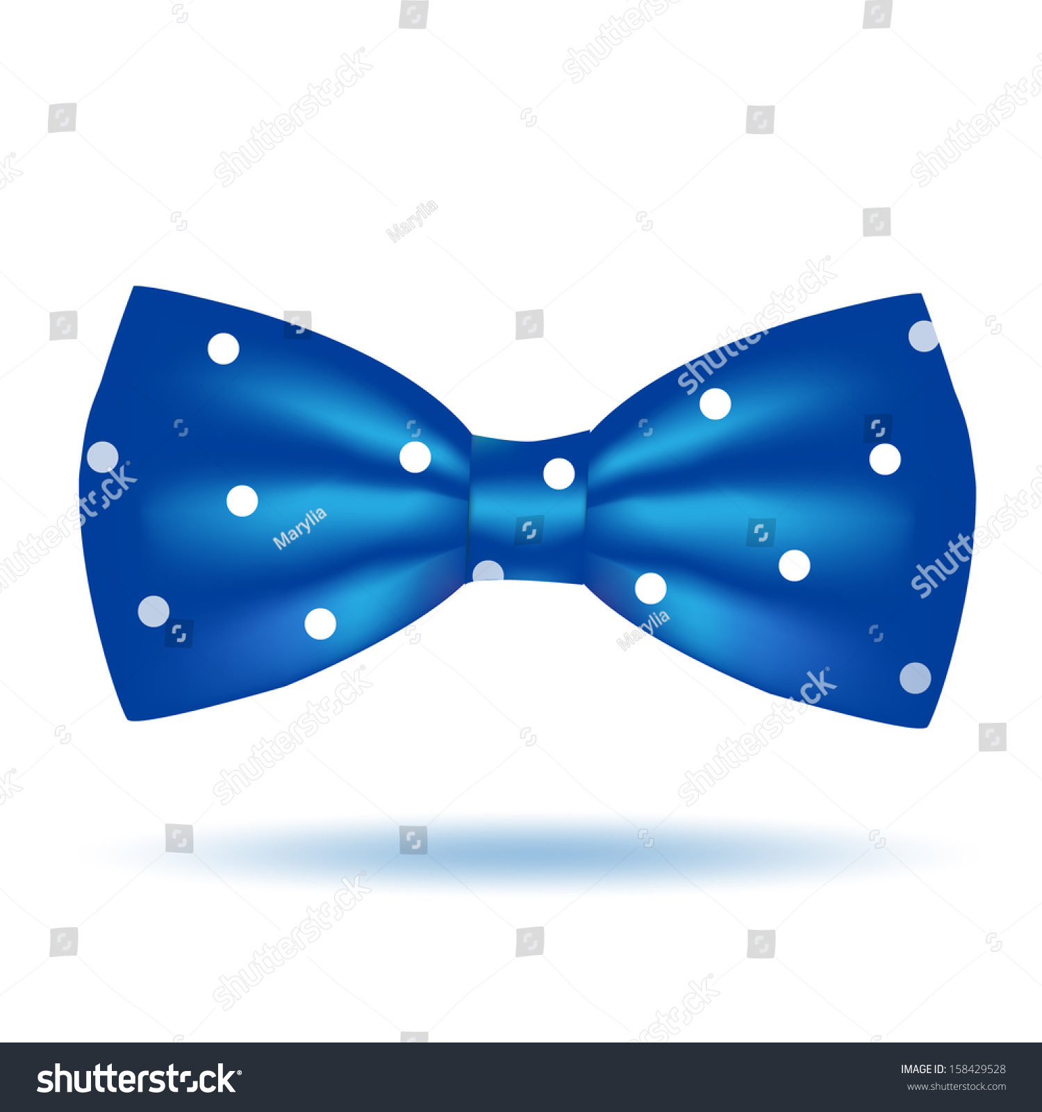 Vector Blue Bow Tie Icon In Polka Dot Isolated On White Background ...