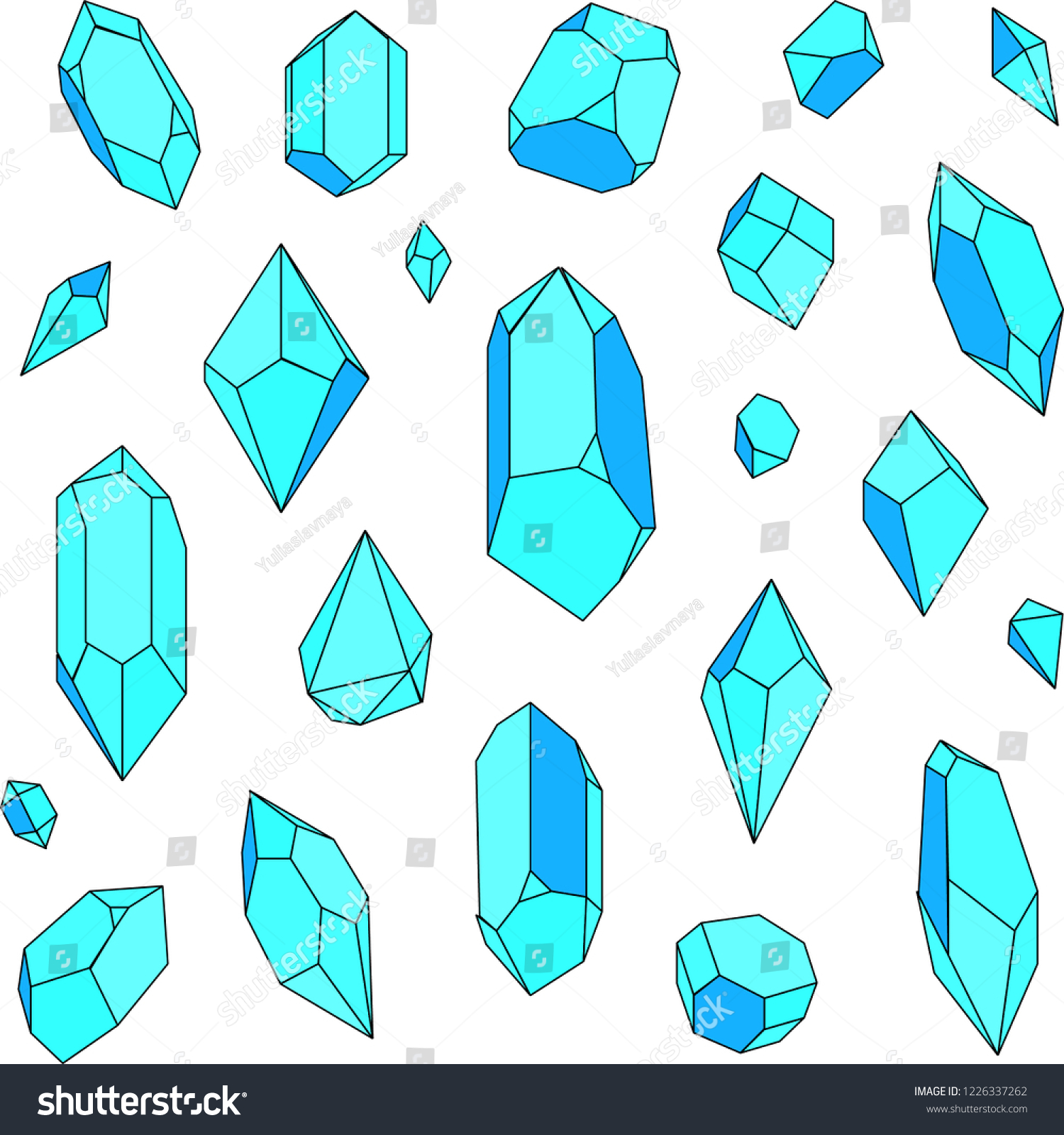 Vector Blue Crystals Isolated On White Stock Vector (Royalty Free ...