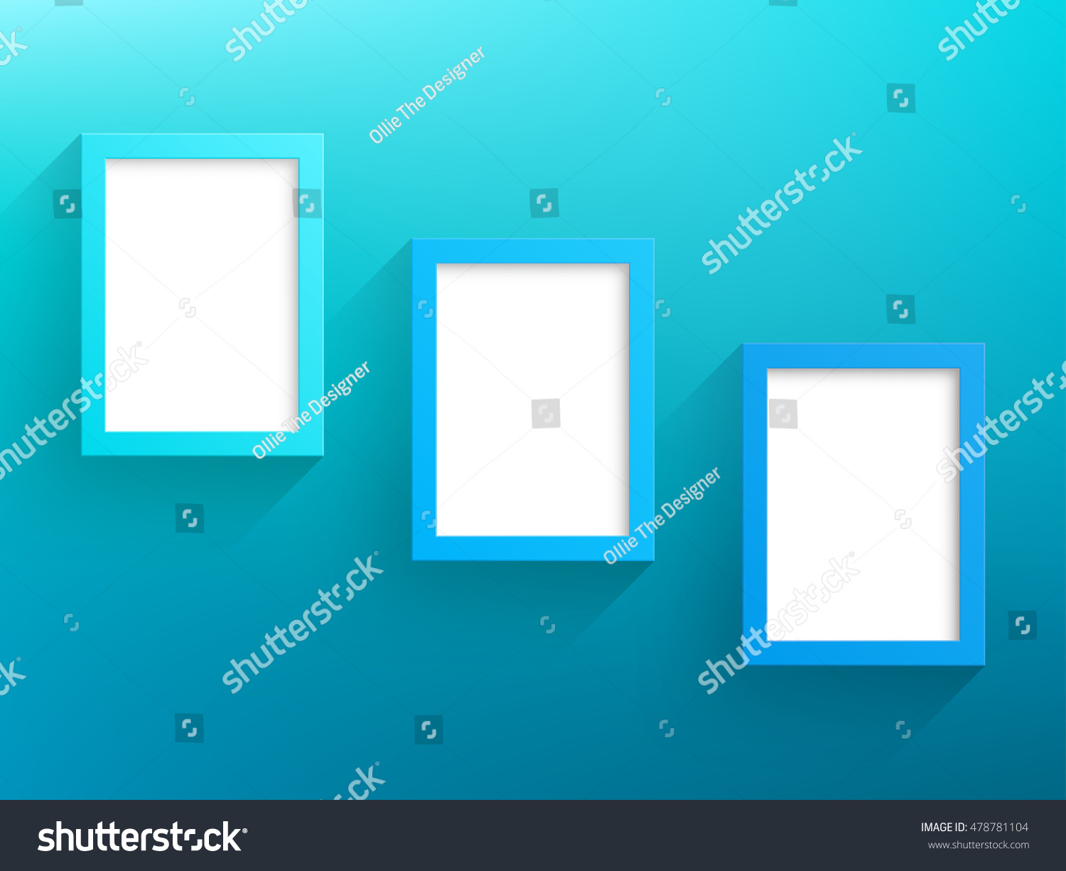 Vector 3 Blue Frames Design White Stock Vector (Royalty Free) 478781104