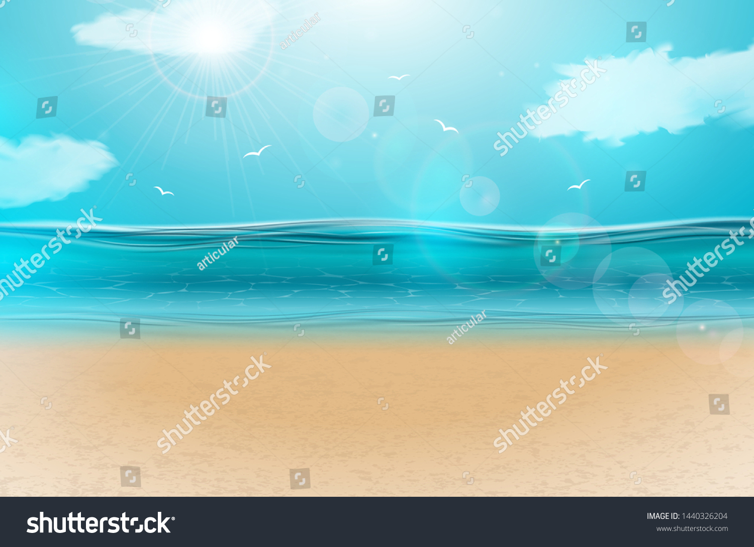 Vector Blue Ocean Landscape Background Design Stock Vector Royalty