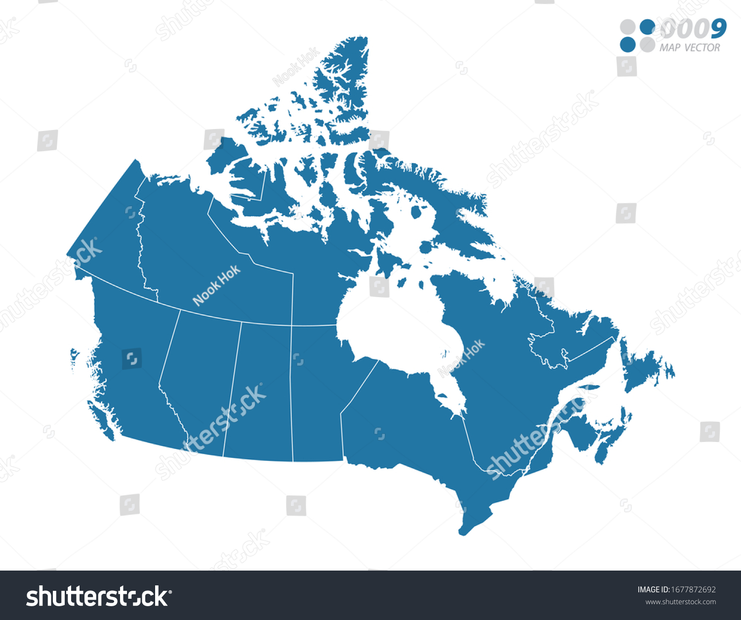 Vector Blue Map Canada Stock Vector (Royalty Free) 1677872692