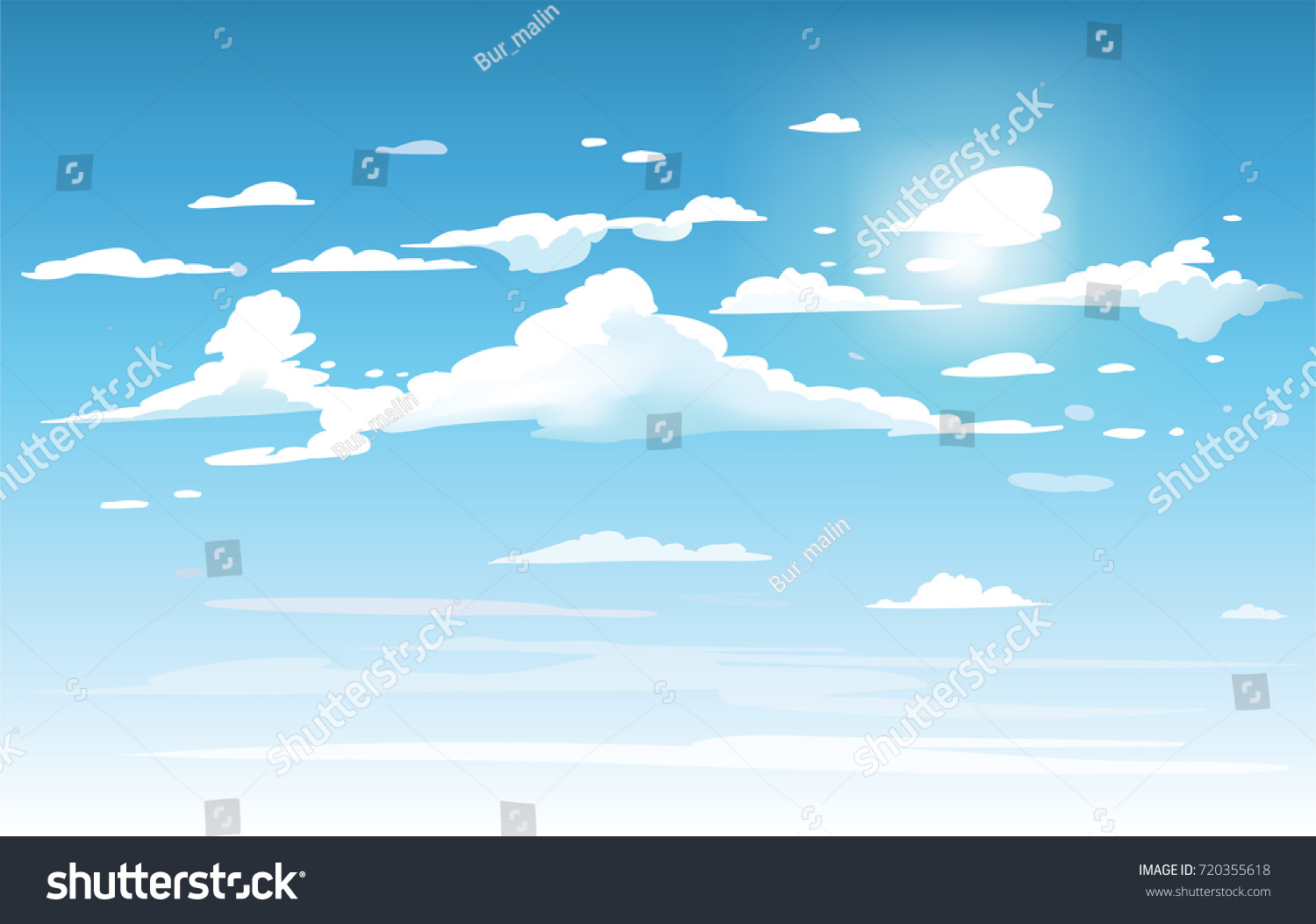 Vector Blue Sky Clouds Anime Clean Stock Vector Royalty Free