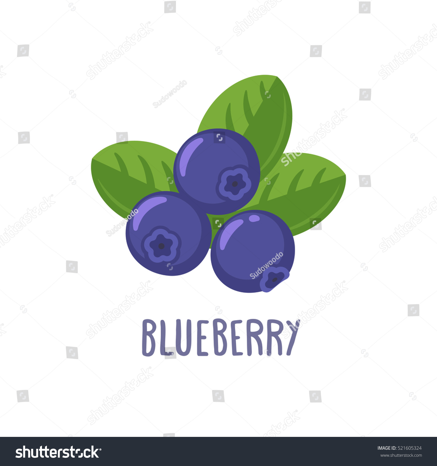 Vector Blueberry Icon Flat Cartoon Illustration Stock Vector 521605324