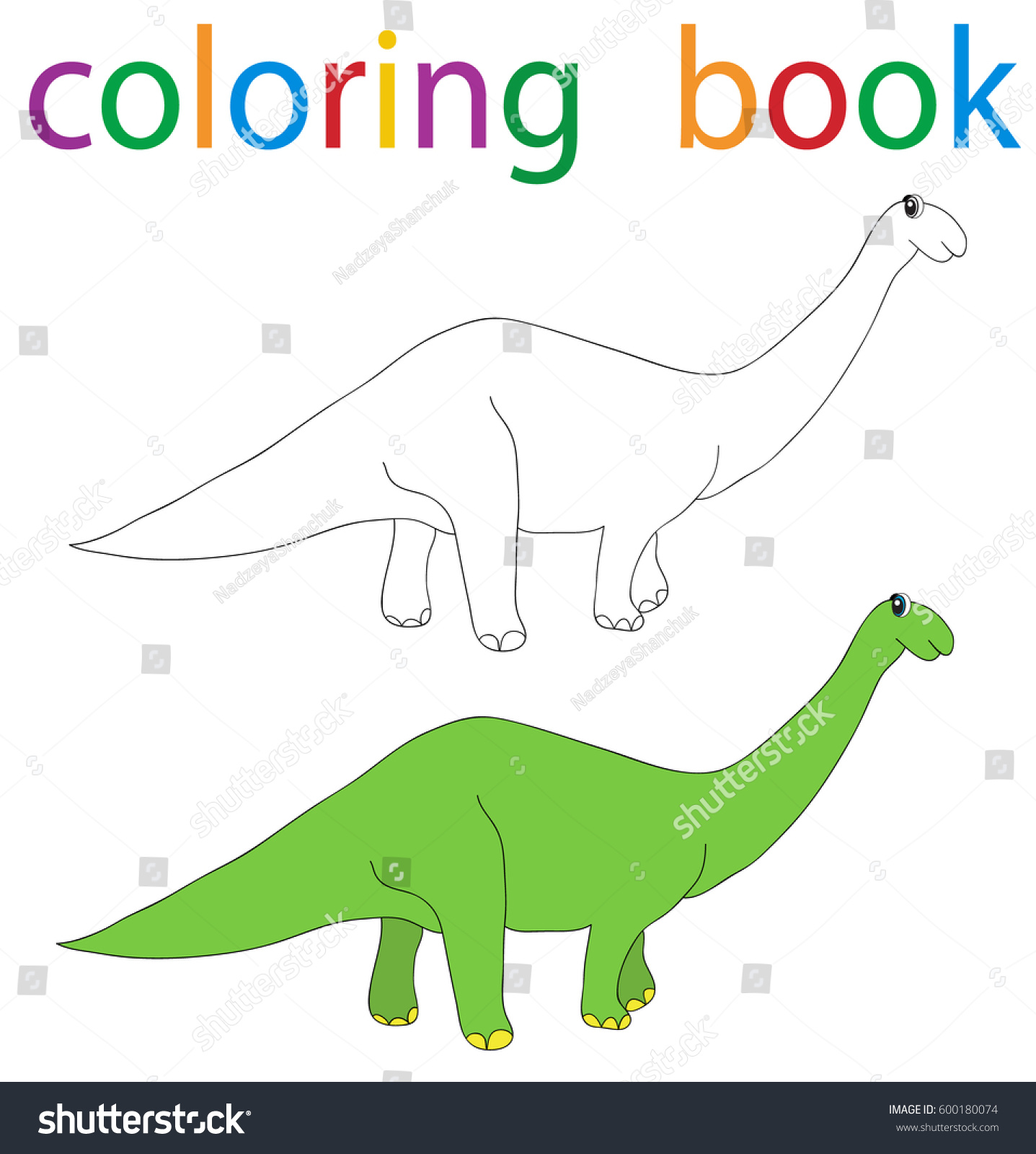 Vector Book Coloring Cartoon Dinosaur Stock Vector