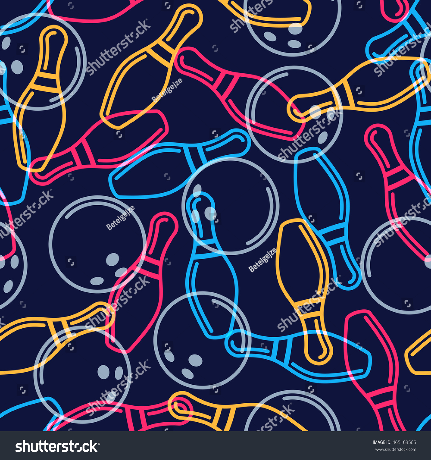 Vector Bowling Seamless Black Pattern Multicolor Stock Vector Royalty