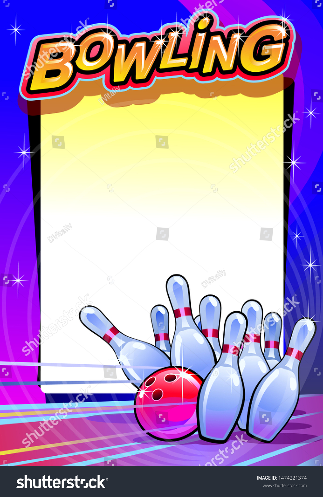 Vector Bowling Tournament Poster Template Modern Stock Vector Royalty Free 1474221374