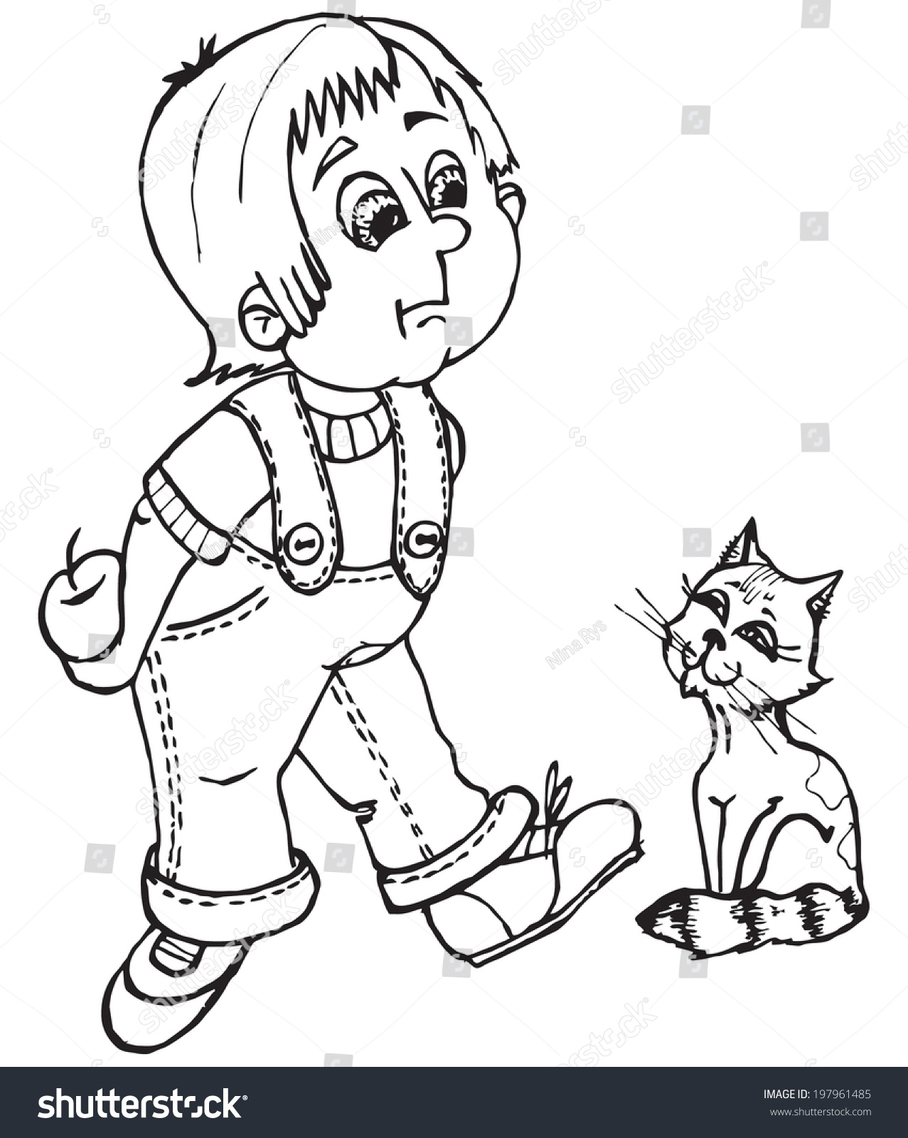 Download Vector Boy Catapple Contours Coloring Page Stock Vector ...