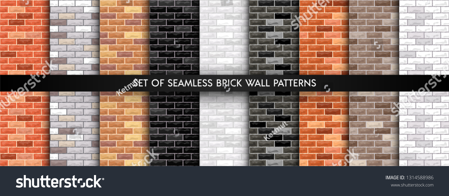SVG of Vector brick wall seamless background set. Realistic different color brick textures collection  svg