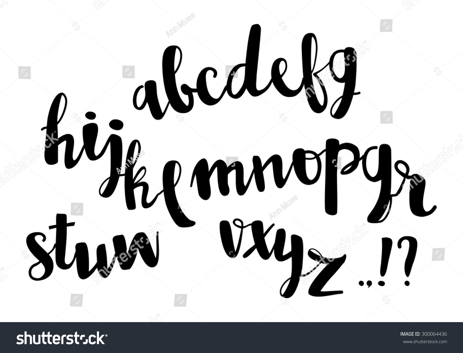 Vector Brush Pen Lettering Alphabet Hand Stock Vector 300064436 ...