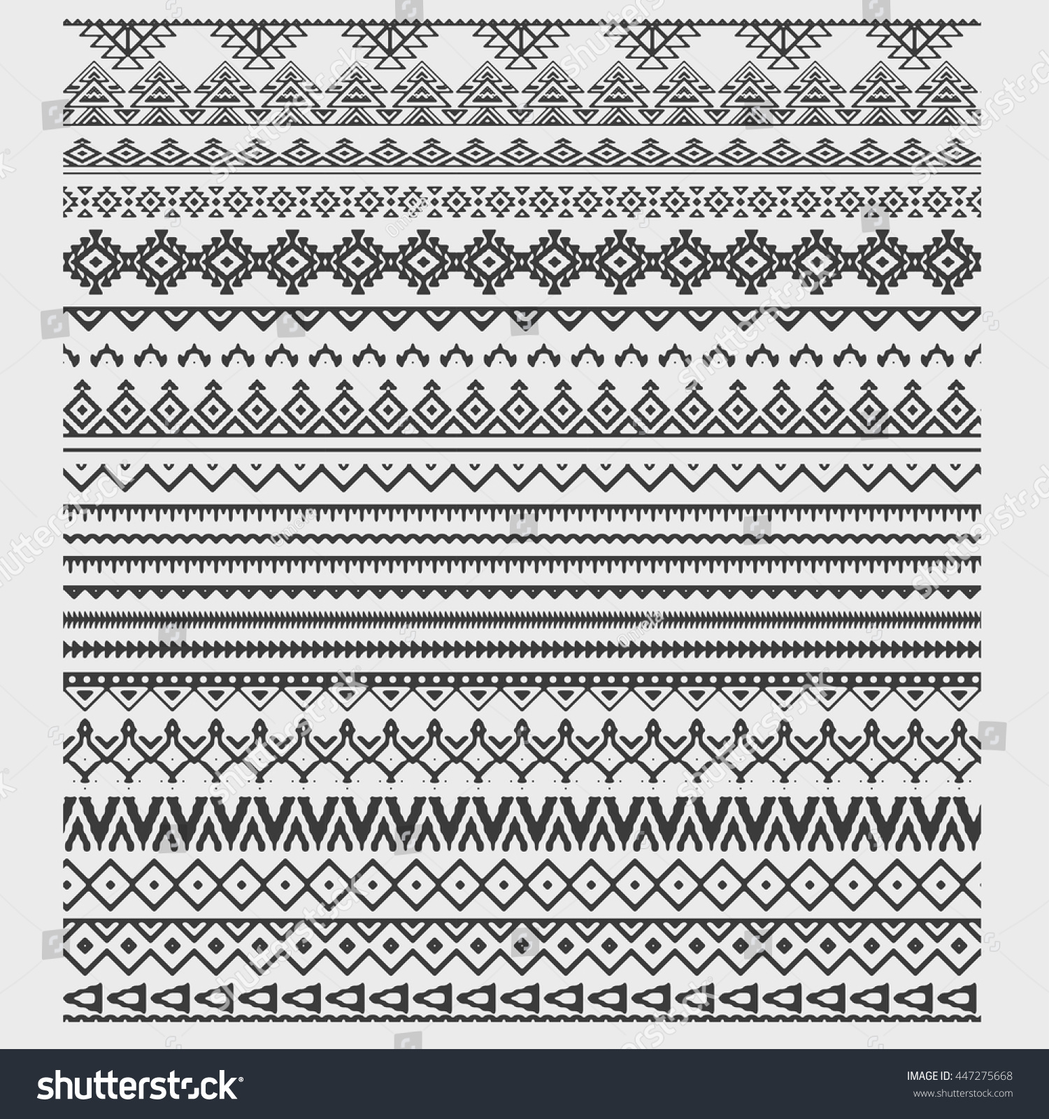 Vector Brushes Collection Boho Style Aztec Stock Vector 447275668 ...