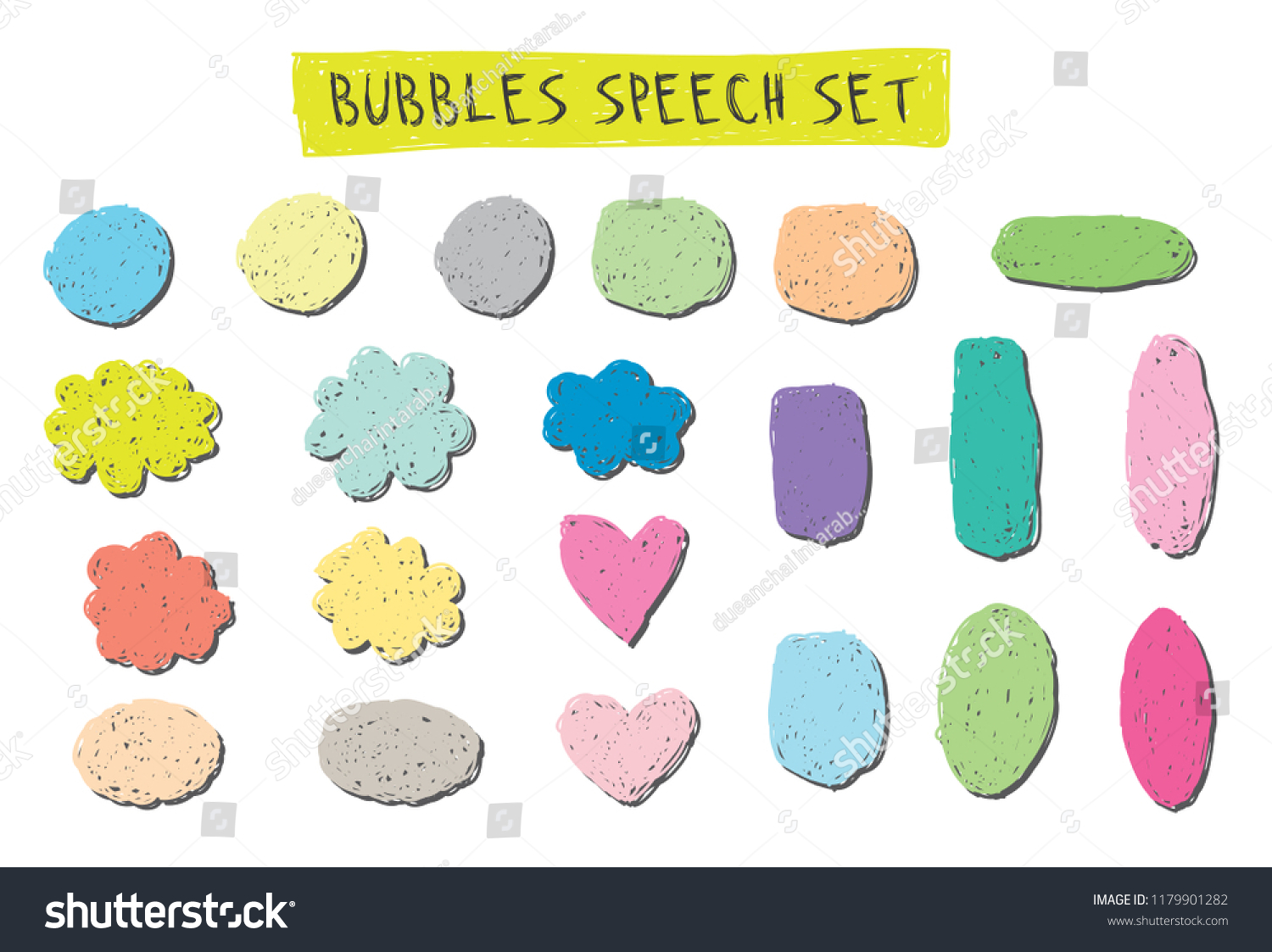 Vector Bubbles Speech Doodle Set Handdrawn Stock Vector (Royalty Free ...