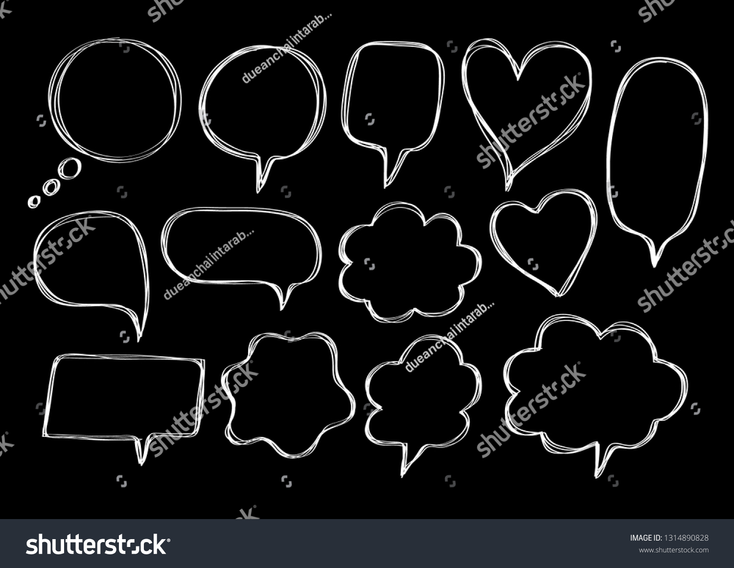 Vector Bubbles Speech Doodle Set Handdrawn Stock Vector (Royalty Free ...