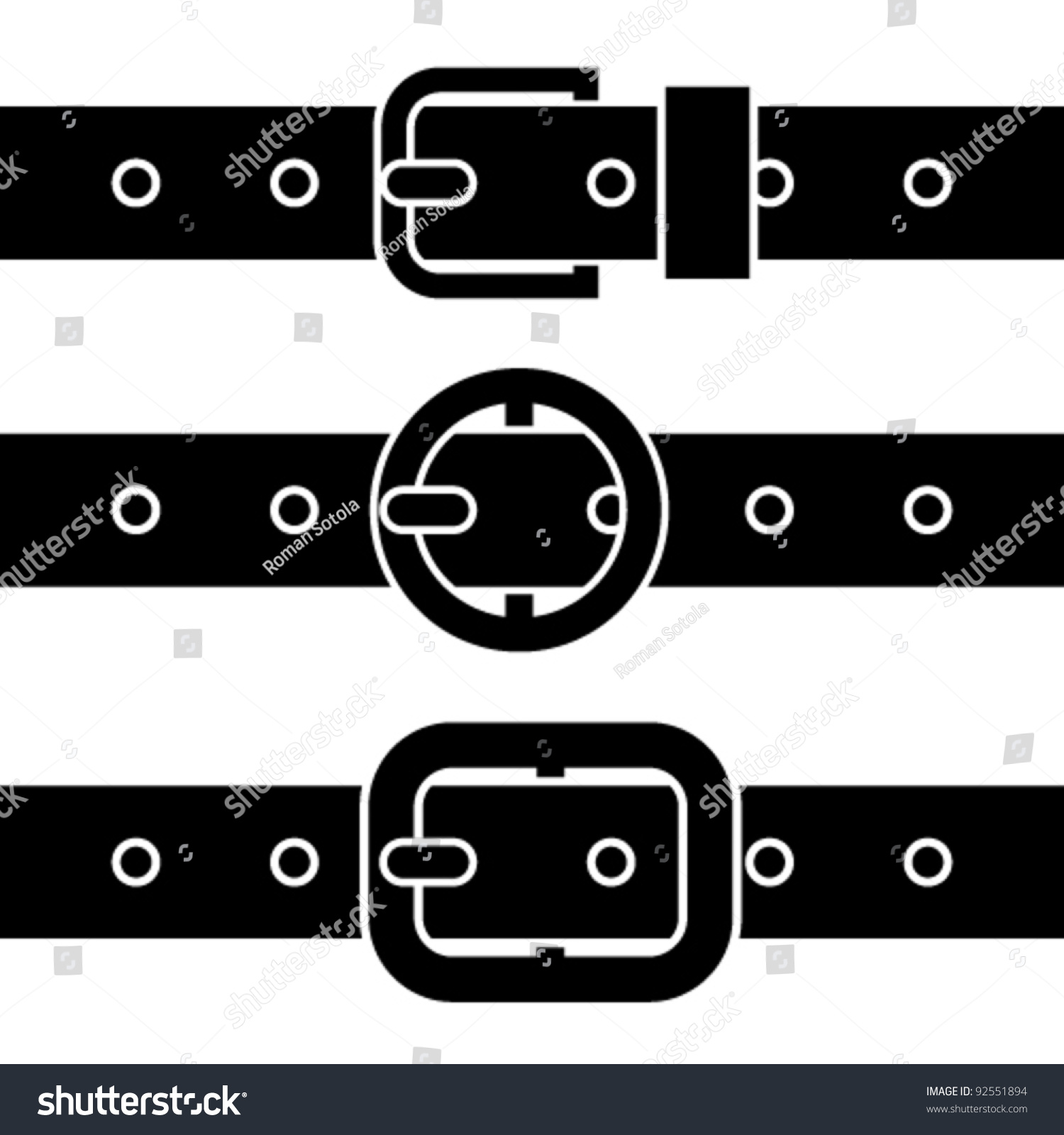 Vector Buckle Belt Black Symbols - 92551894 : Shutterstock
