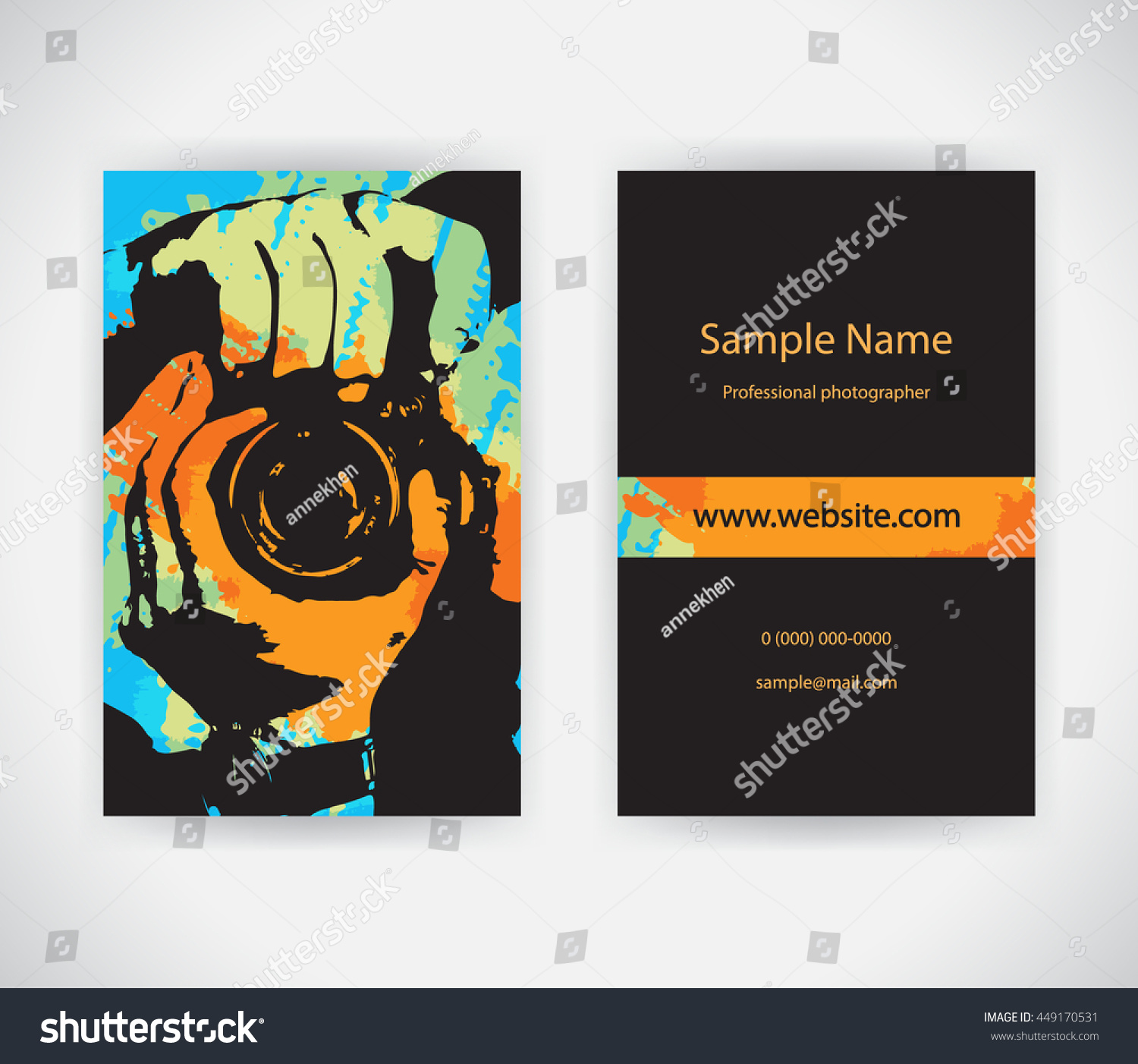 Vector Business Card Photographer On Background Stock Vector Within Photographer Id Card Template