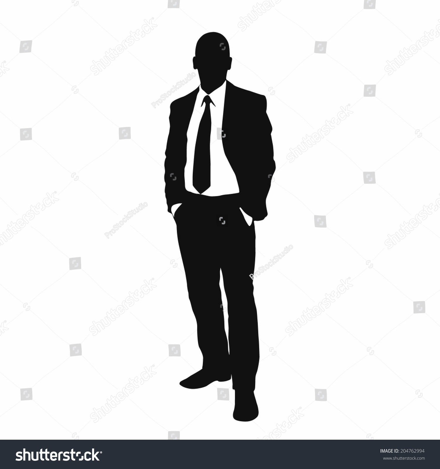 Vector Business Man Black Silhouette Standing Stock Vector (Royalty