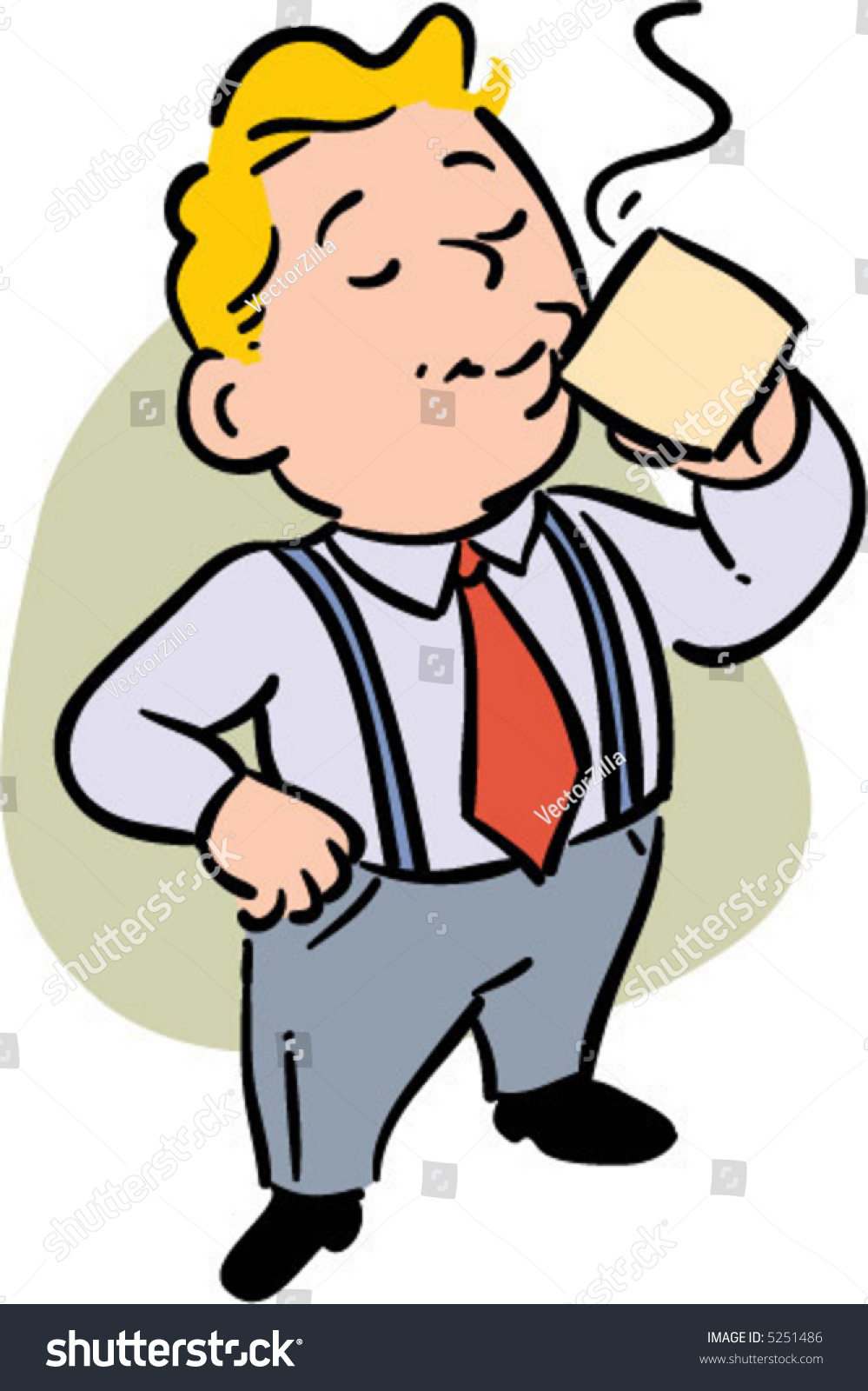 Vector Business Man Sipping Cup Coffee Stock Vector ...