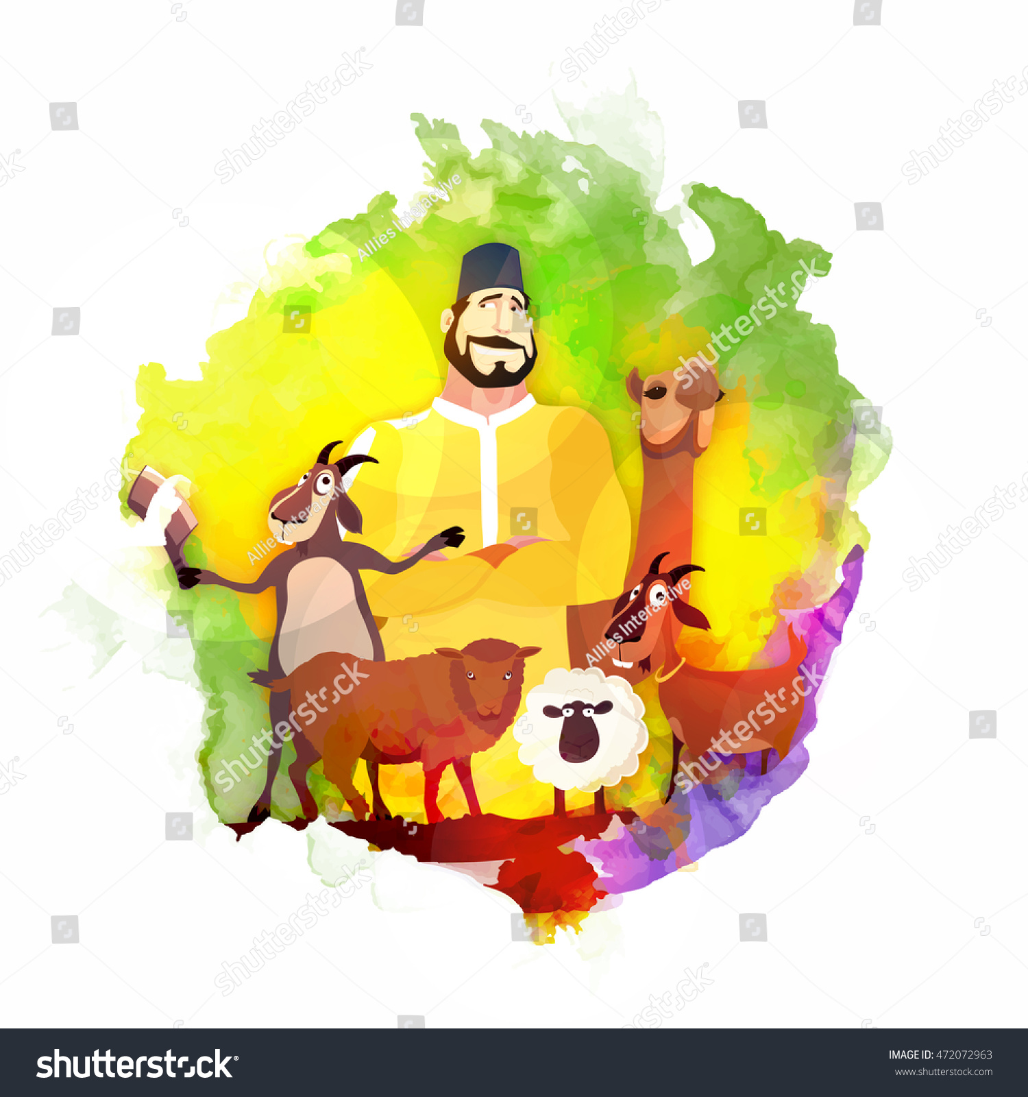 Vector Butcher Animals On Colorful Splash Stock Vector 