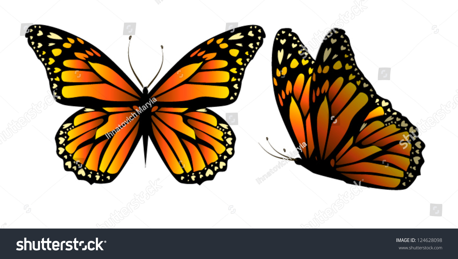 Vector Butterfly Hearts On Wings Stock Vector 124628098 - Shutterstock